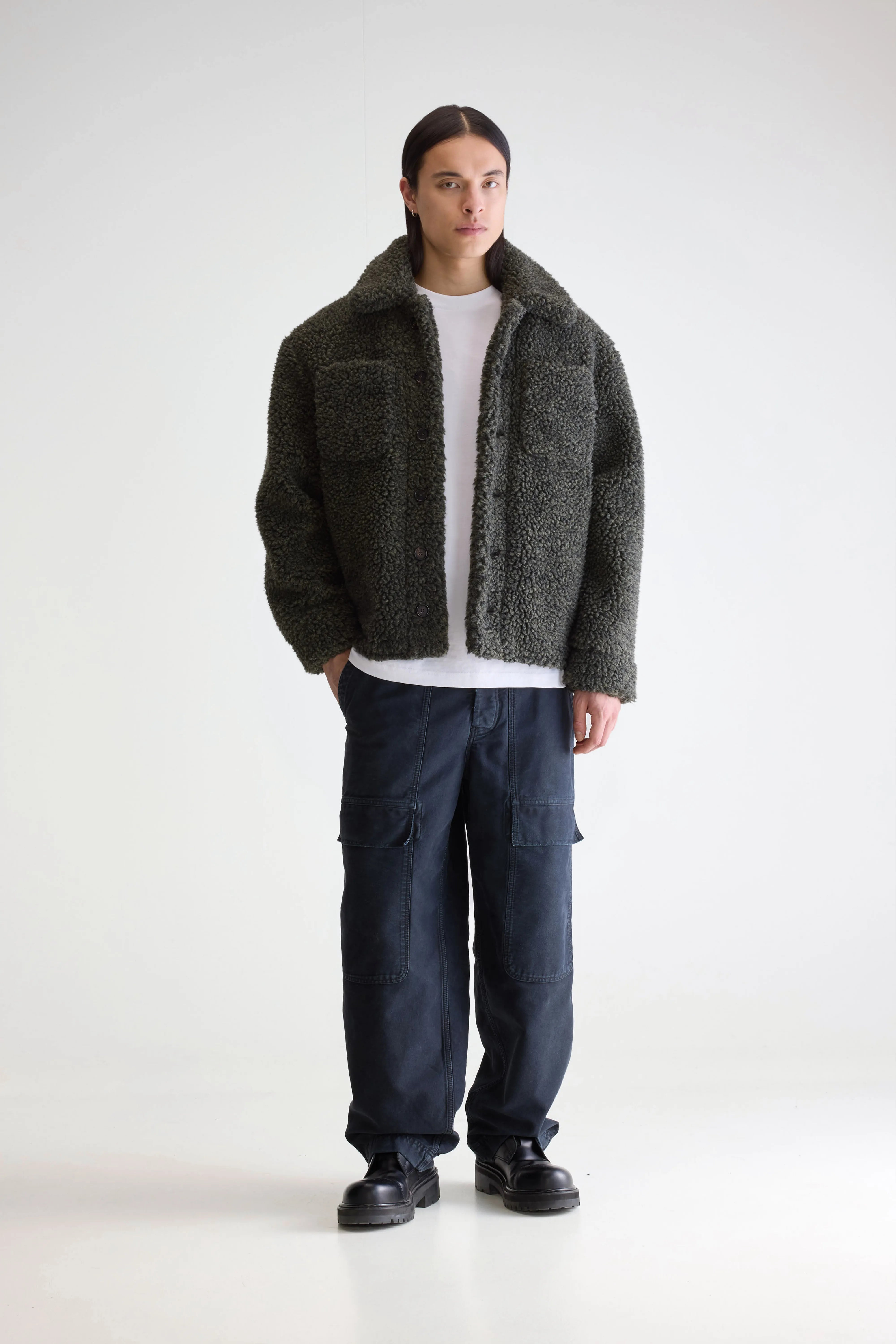 Jezzo Teddy Jacket - Dark olive For Men | Bellerose