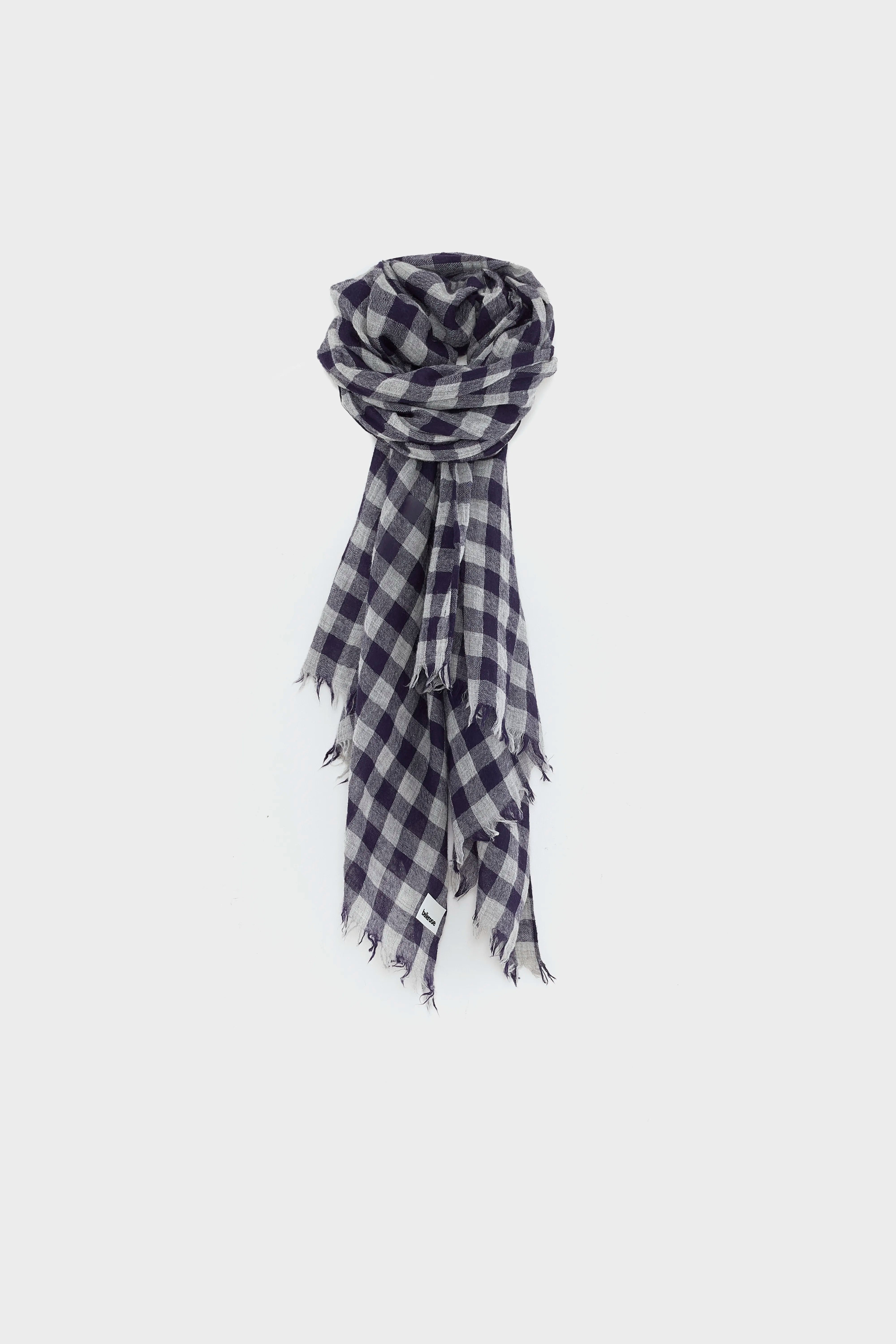 Sicha Checkered Scarf - H. grey / Navy For Men | Bellerose