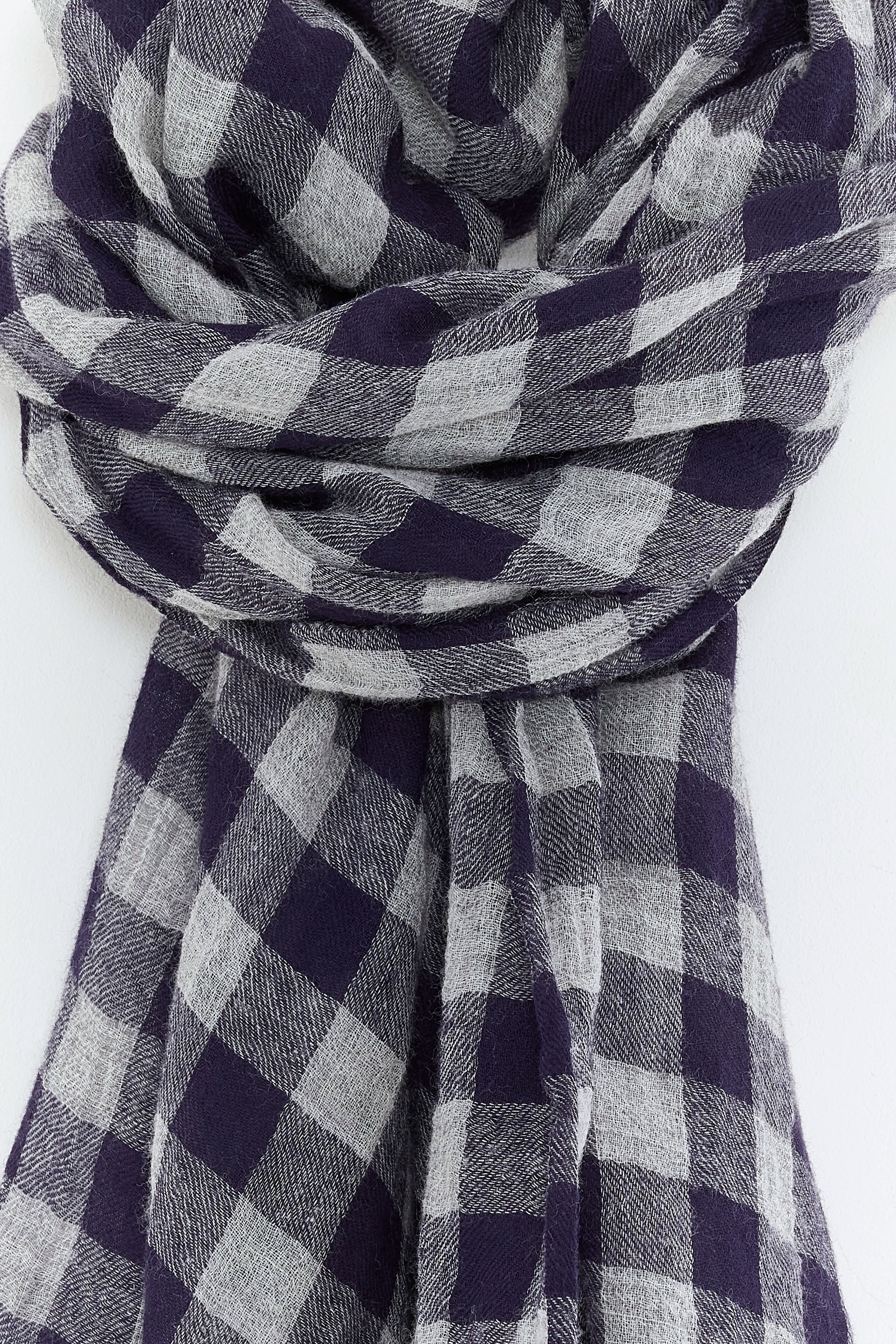Sicha Checkered Scarf - H. grey / Navy For Men | Bellerose