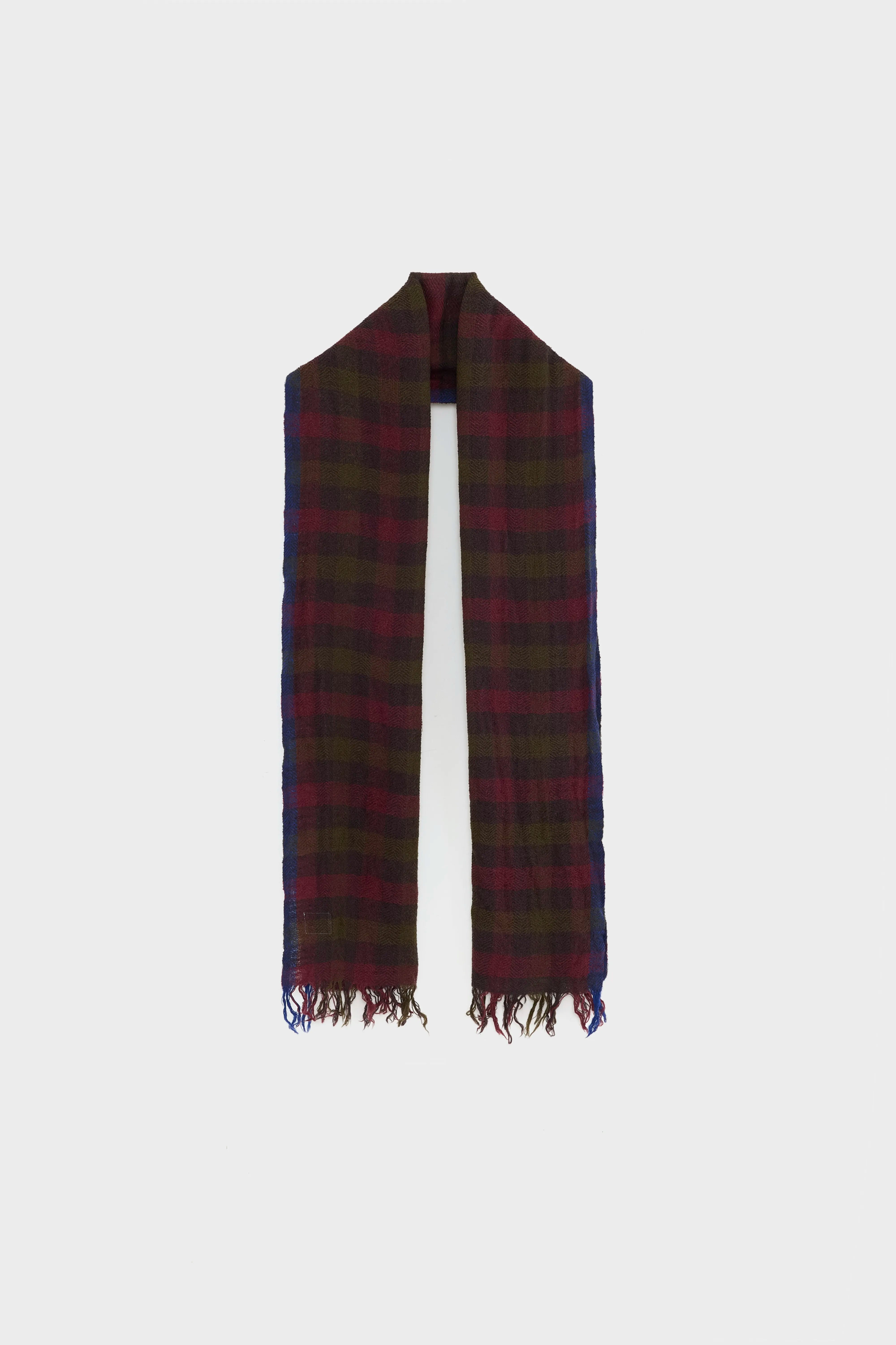 Sidy Checked Scarf - Army / Dark olive / Mushroom For Men | Bellerose