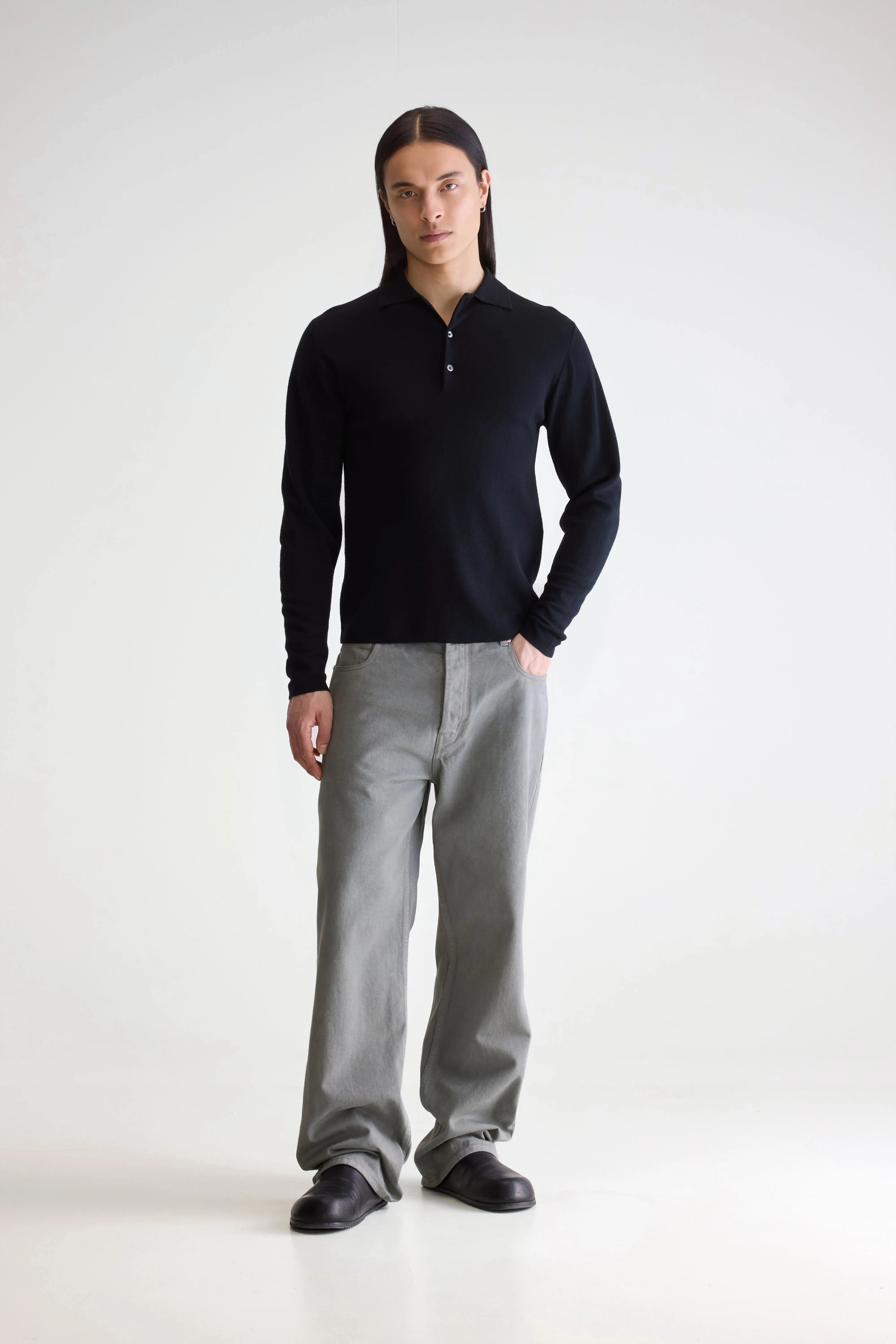 Dynay Slim Polo Sweater - Black For Men | Bellerose