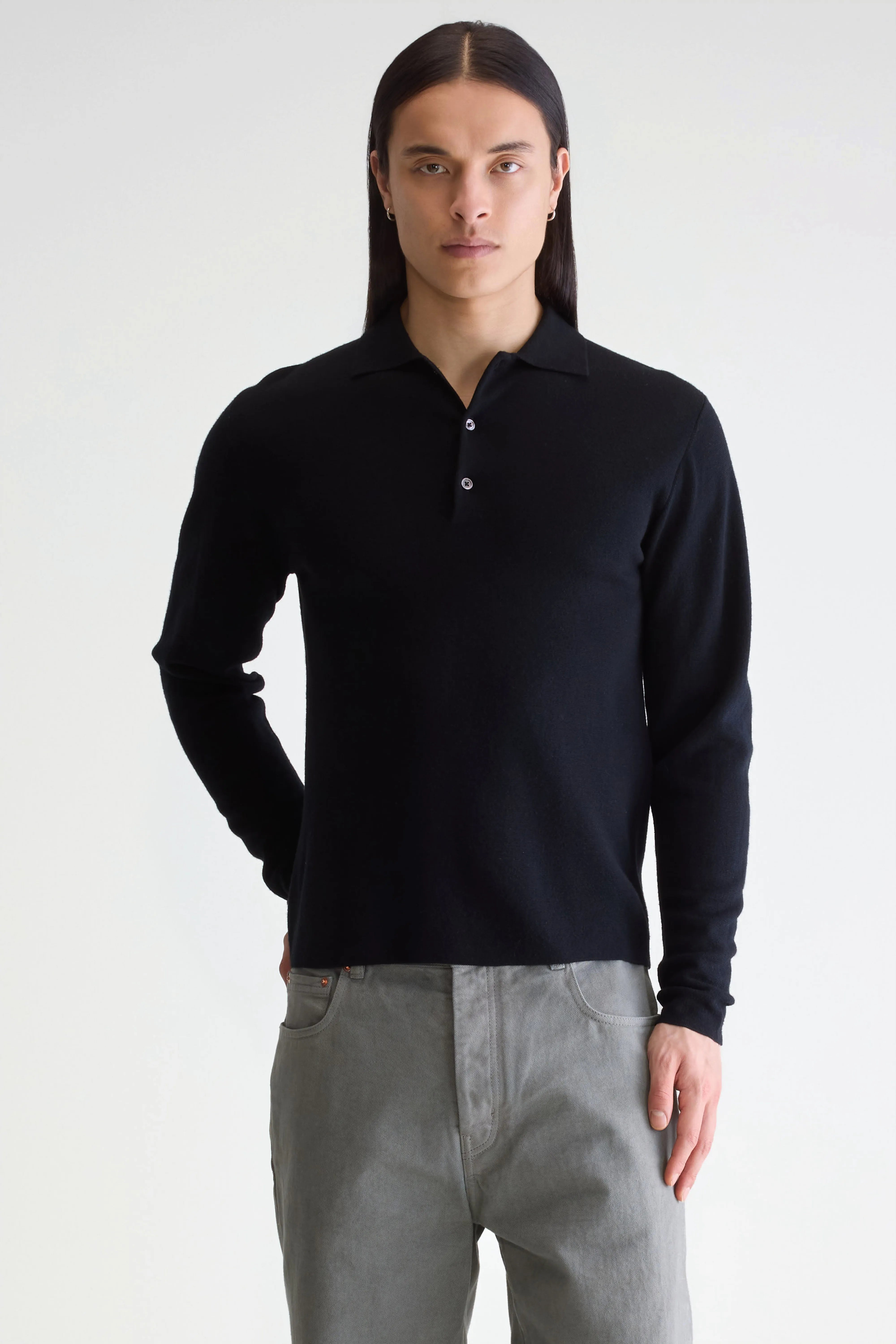 Dynay Slim Polo Sweater - Black For Men | Bellerose