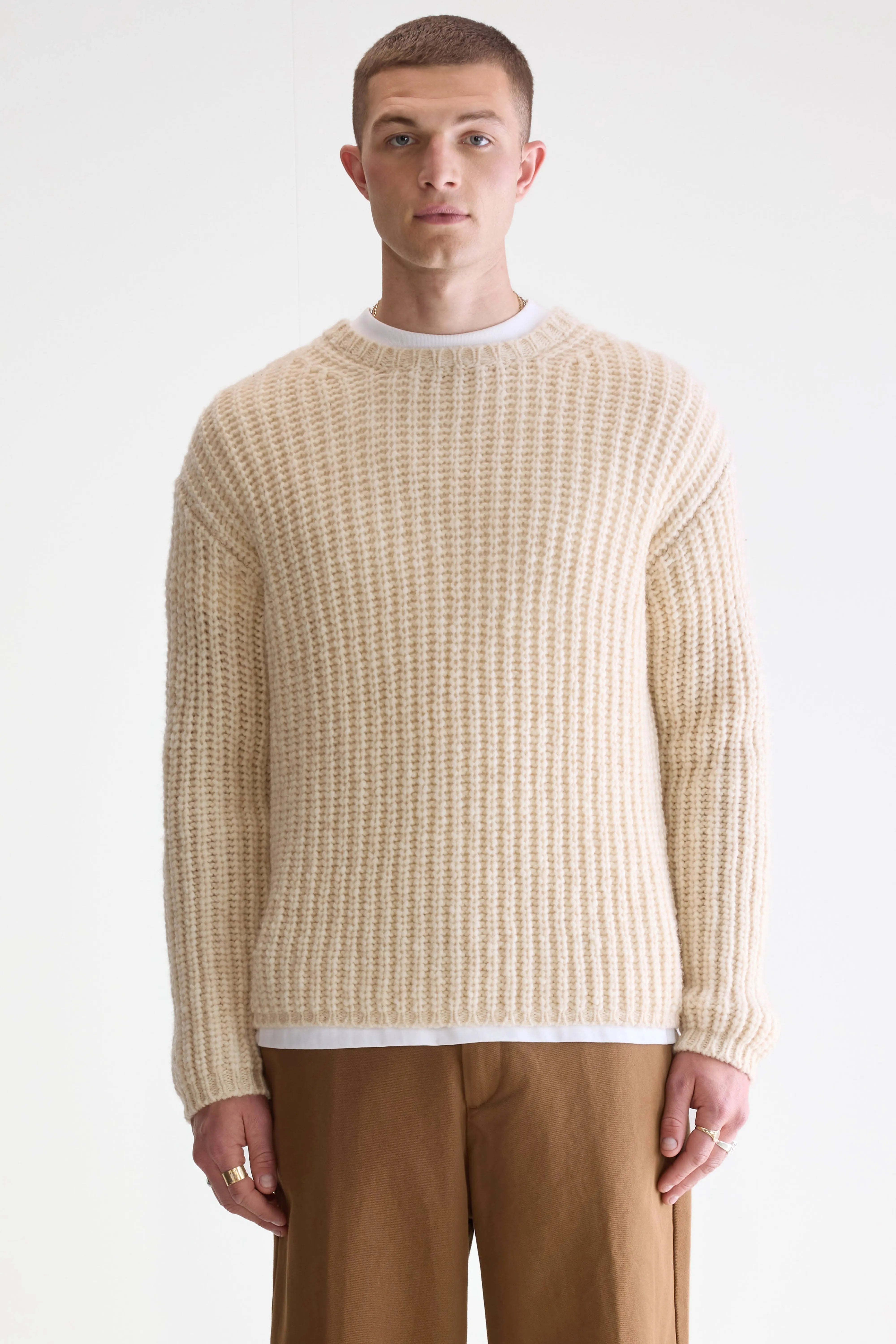 Pull Classique À Col Rond Nelio - Ecru Pour Homme | Bellerose