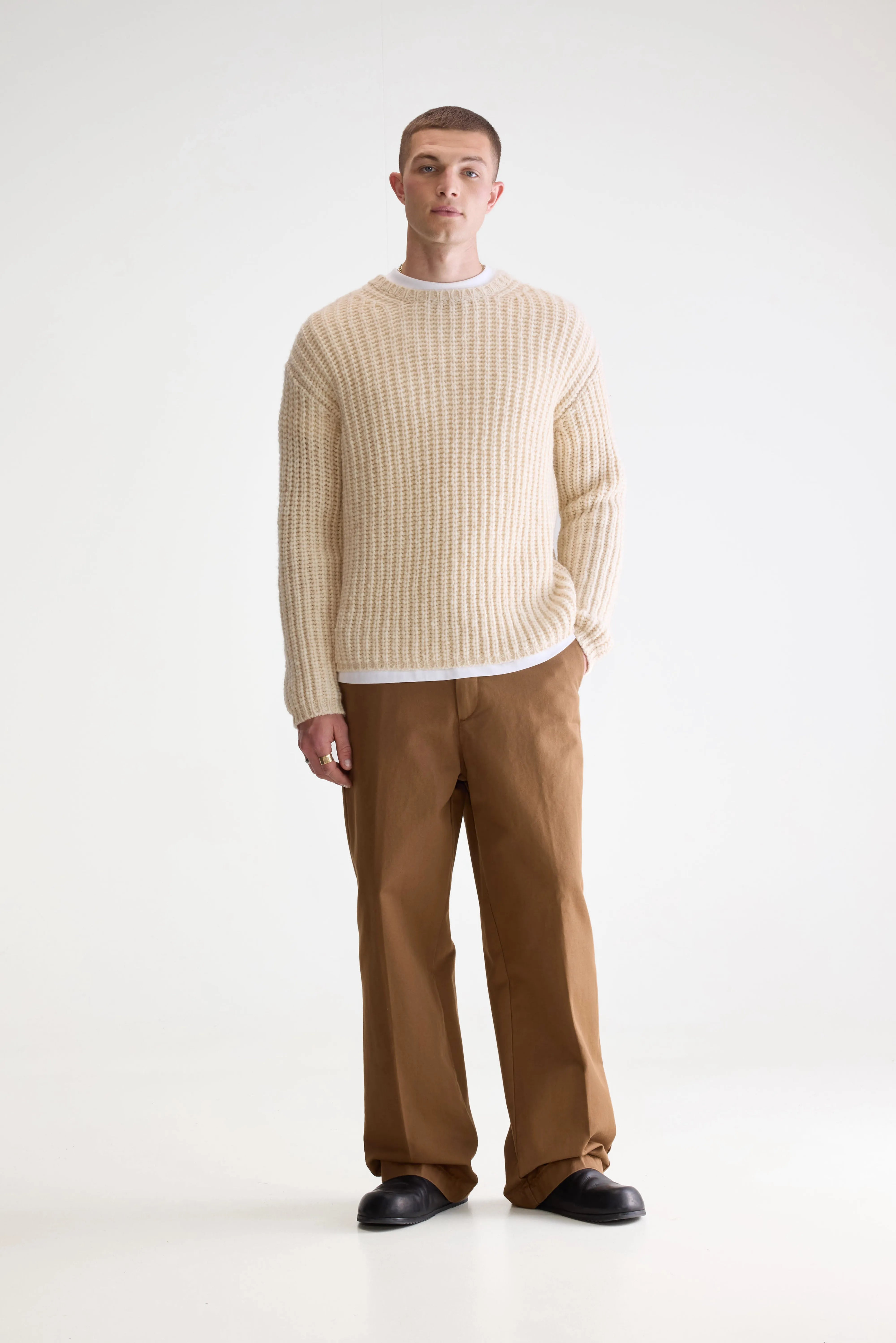 Pull Classique À Col Rond Nelio - Ecru Pour Homme | Bellerose
