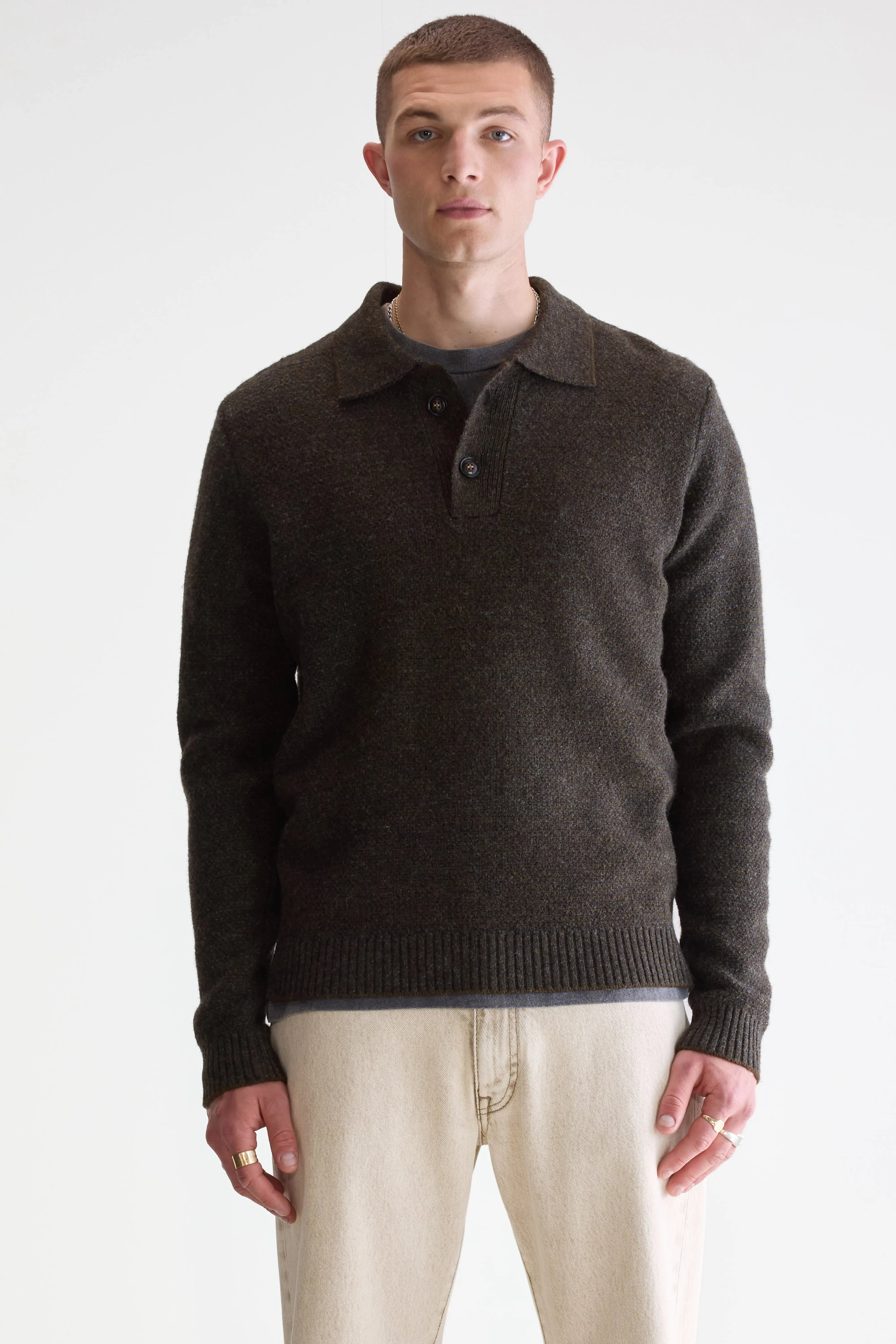 Trui Met Polo Hals - Charcoal / Olive Voor Heren | Bellerose
