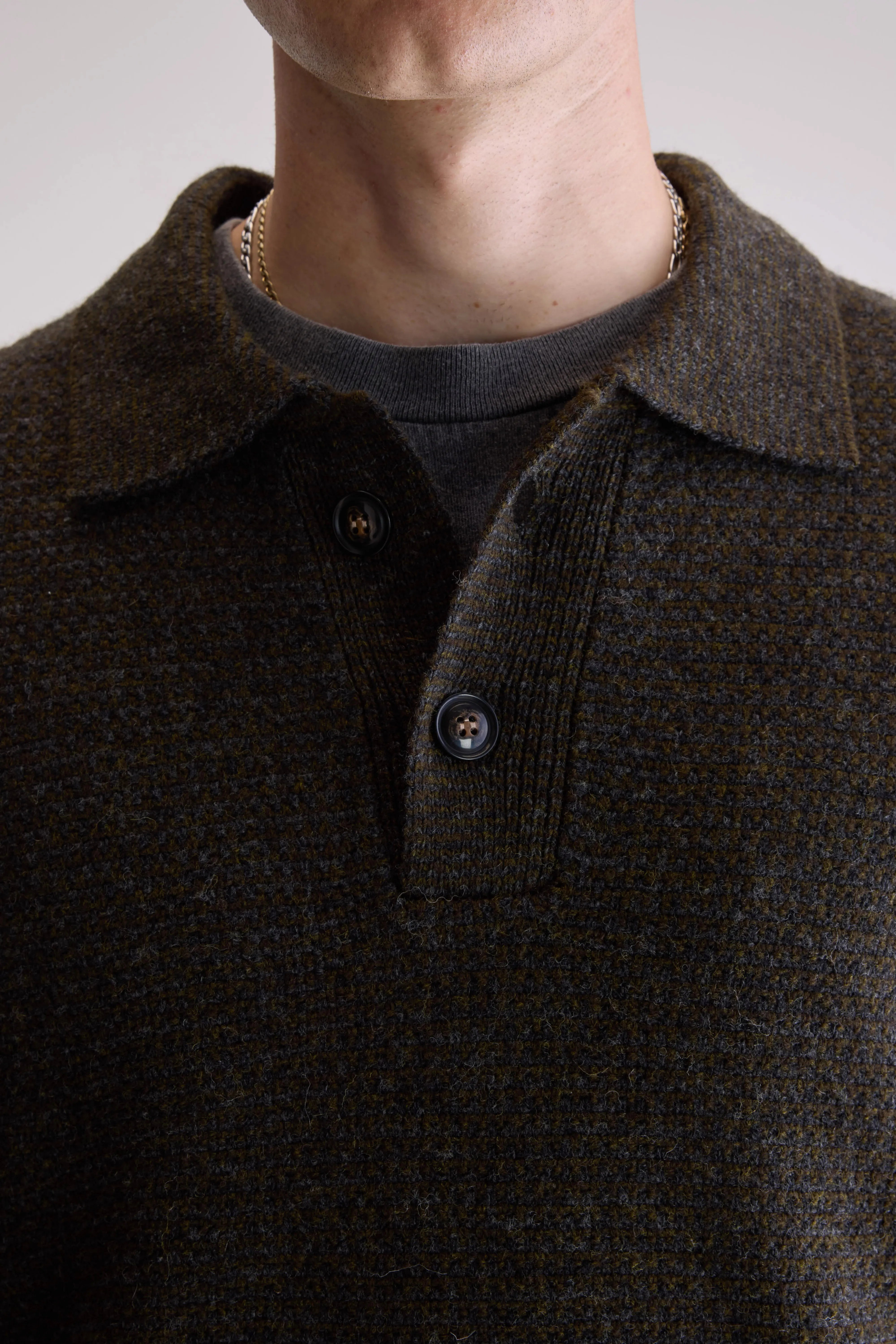 Trui Met Polo Hals - Charcoal / Olive Voor Heren | Bellerose