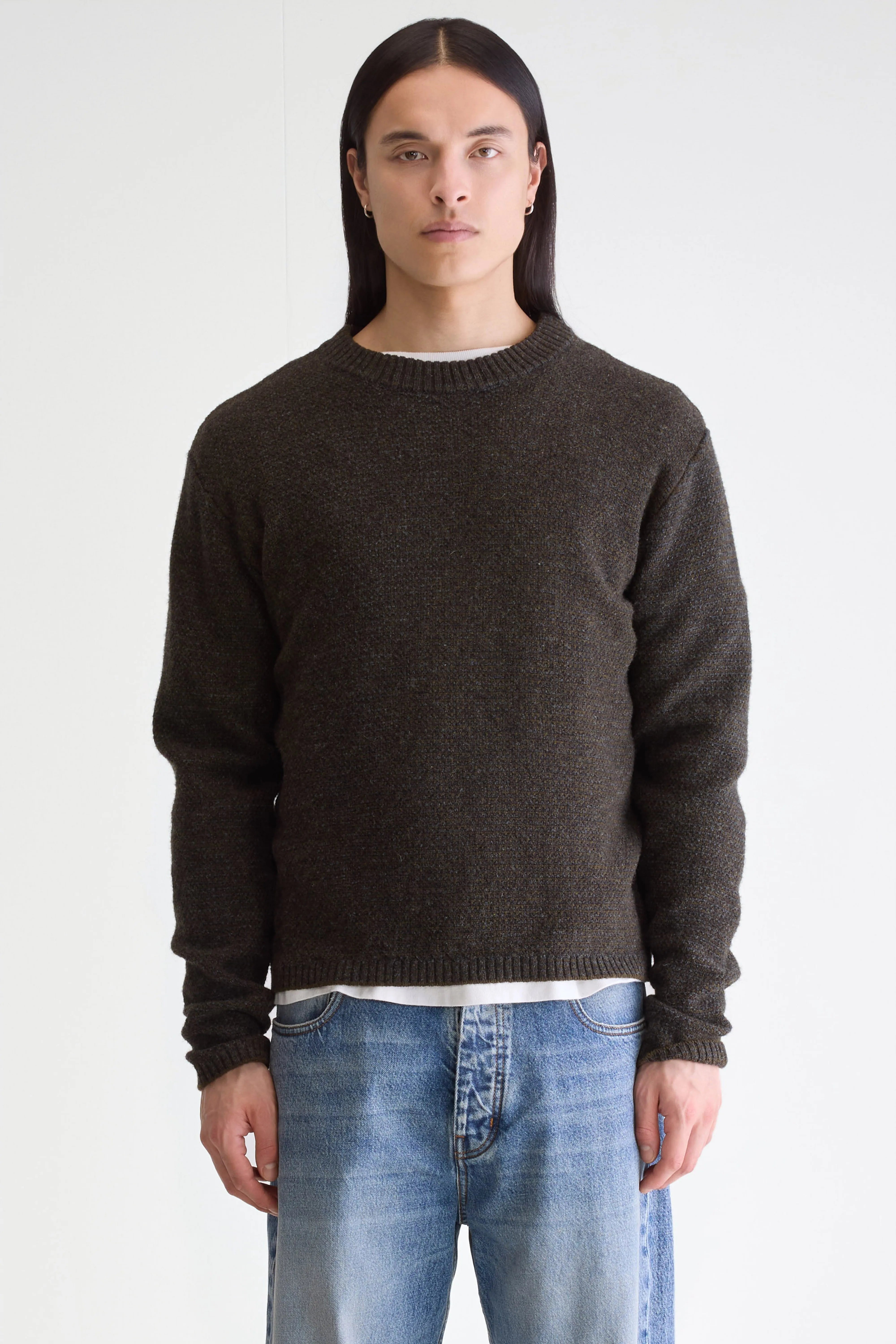 Allor Trui Met Ronde Hals - Charcoal / Olive Voor Heren | Bellerose