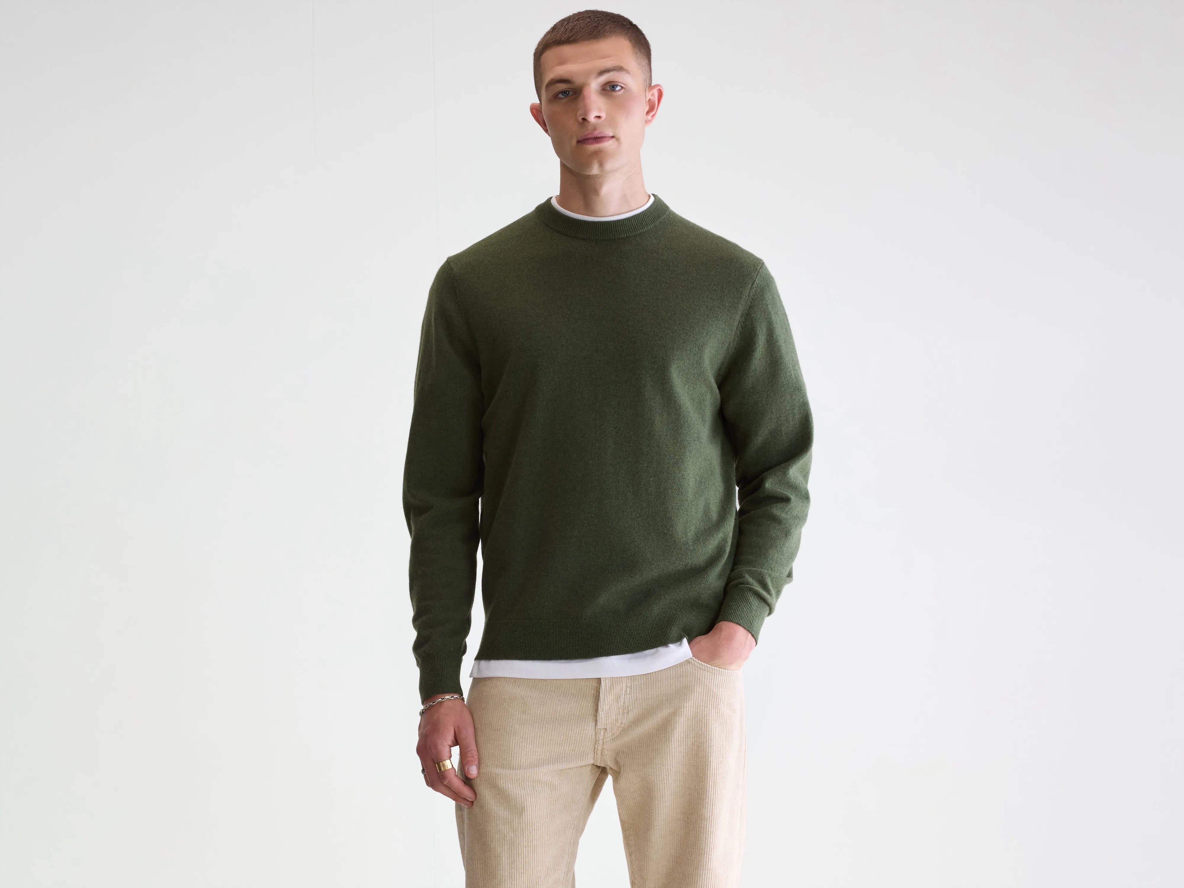 Sonoo klassieke trui met ronde hals (252 / M / OLIVE)