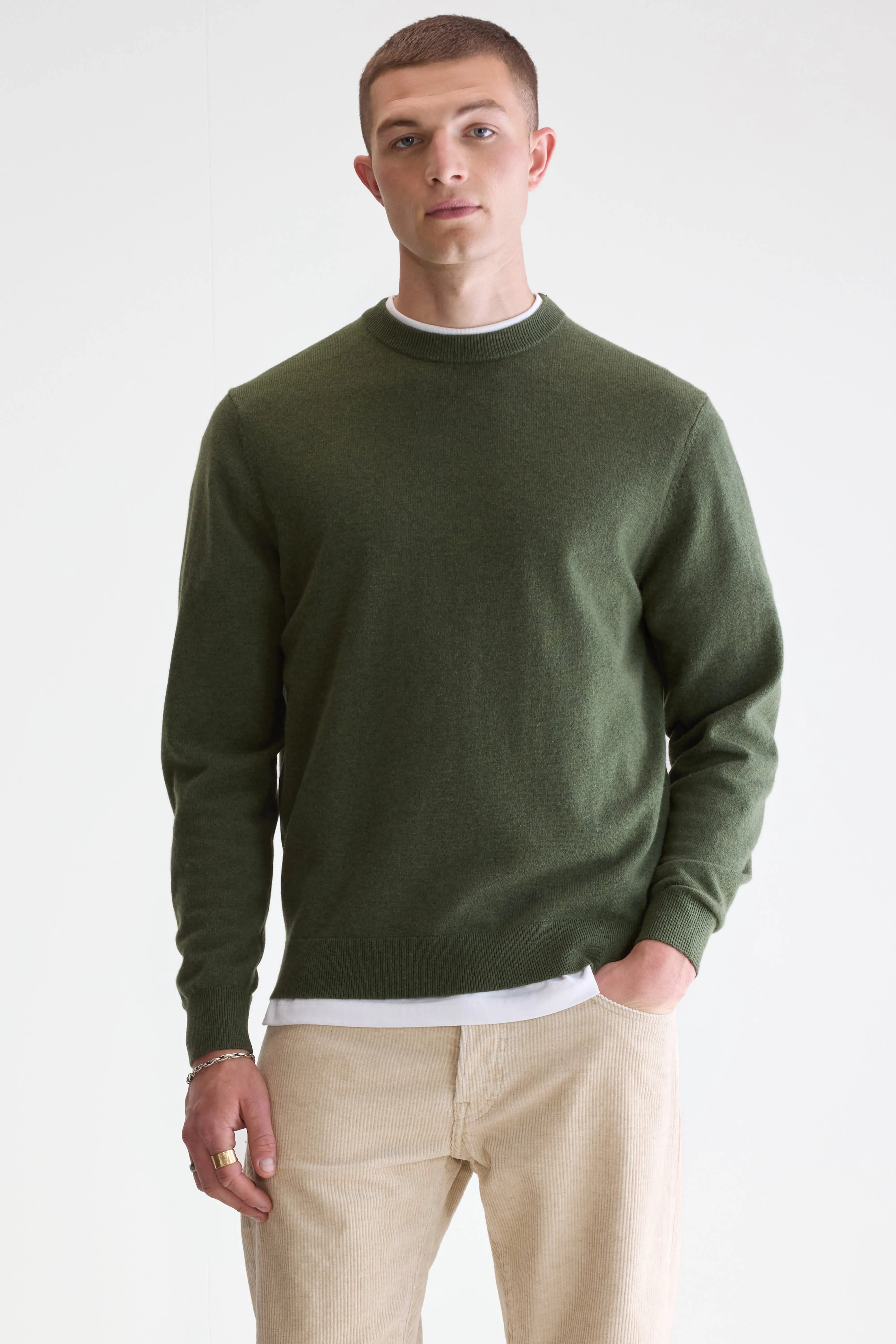 Sonoo Klassieke Trui Met Ronde Hals - Olive Voor Heren | Bellerose