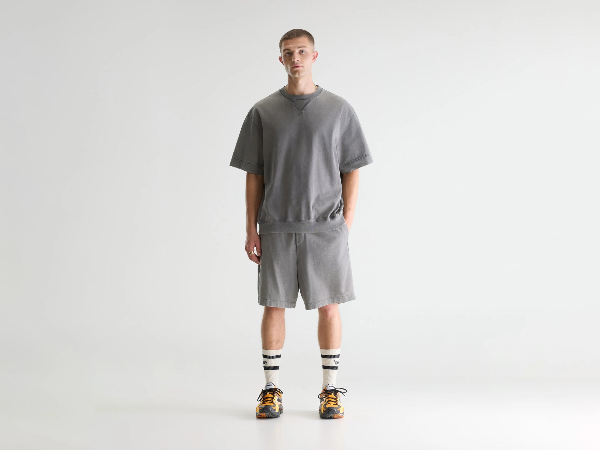 Wide-leg grey shorts for men | Bellerose