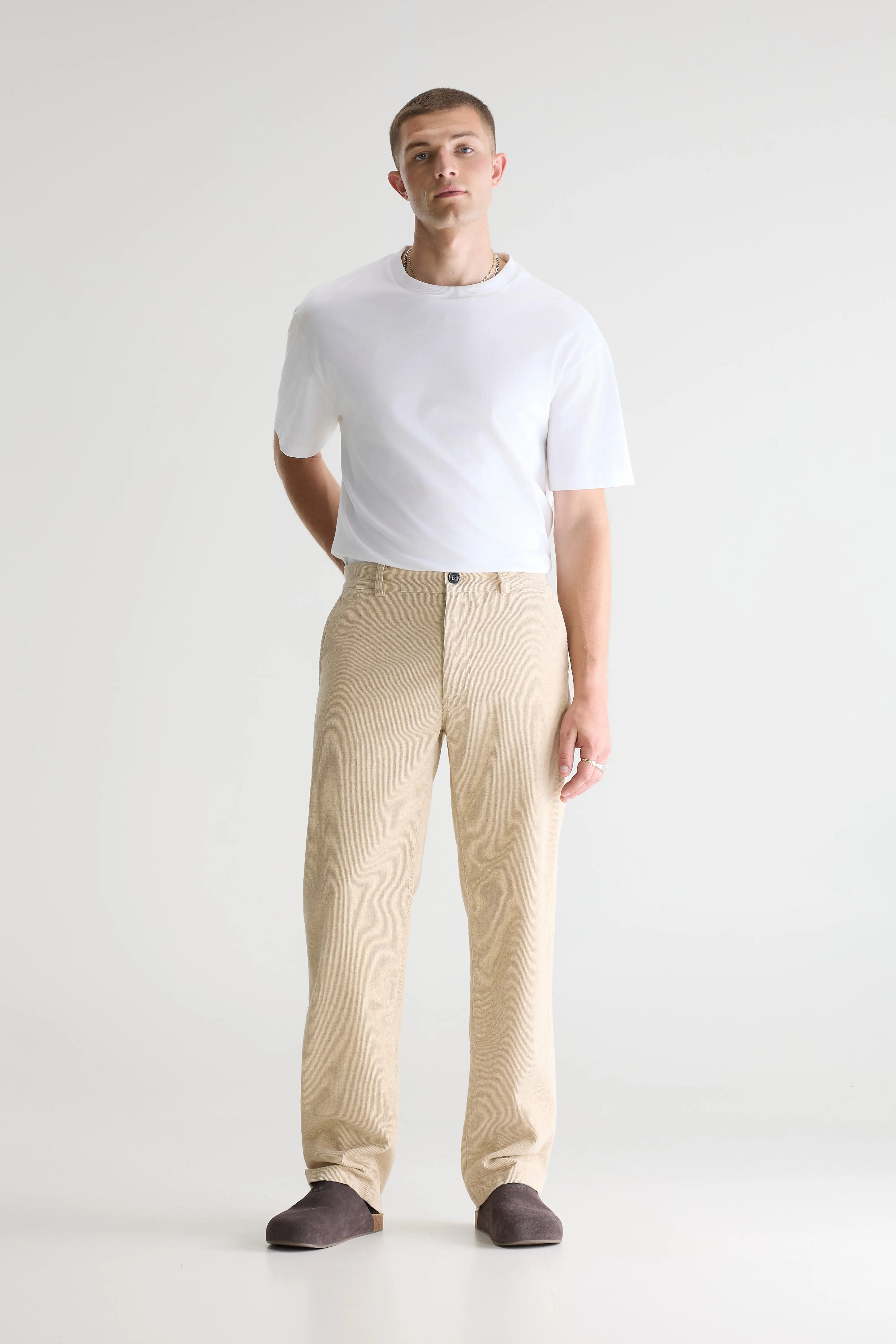 Pantalon Chino En Velours Côtelé Jagger - Calcaire Pour Homme | Bellerose