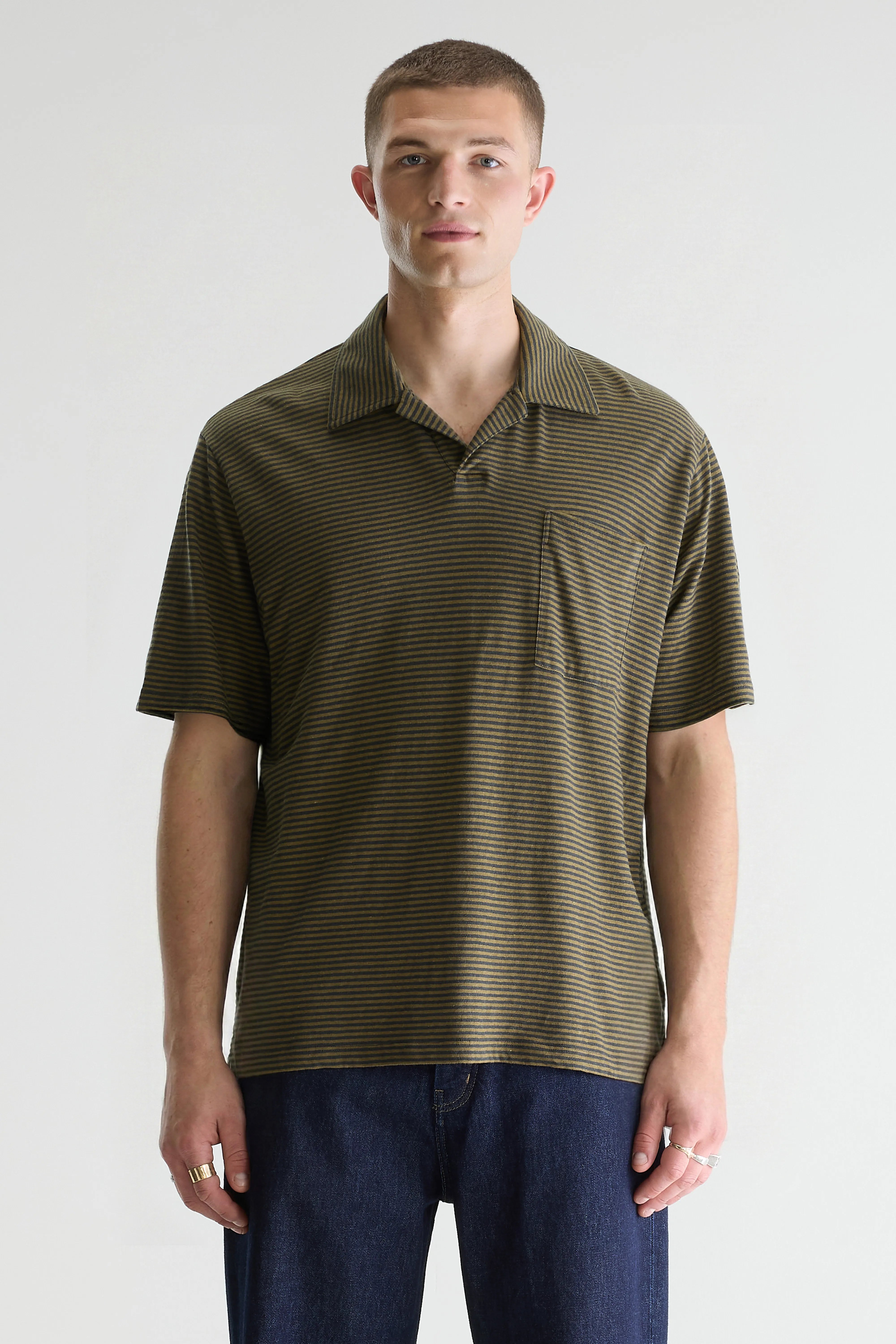 Videop Relaxte Gestreepte Polo - Military / Pirate Voor Heren | Bellerose