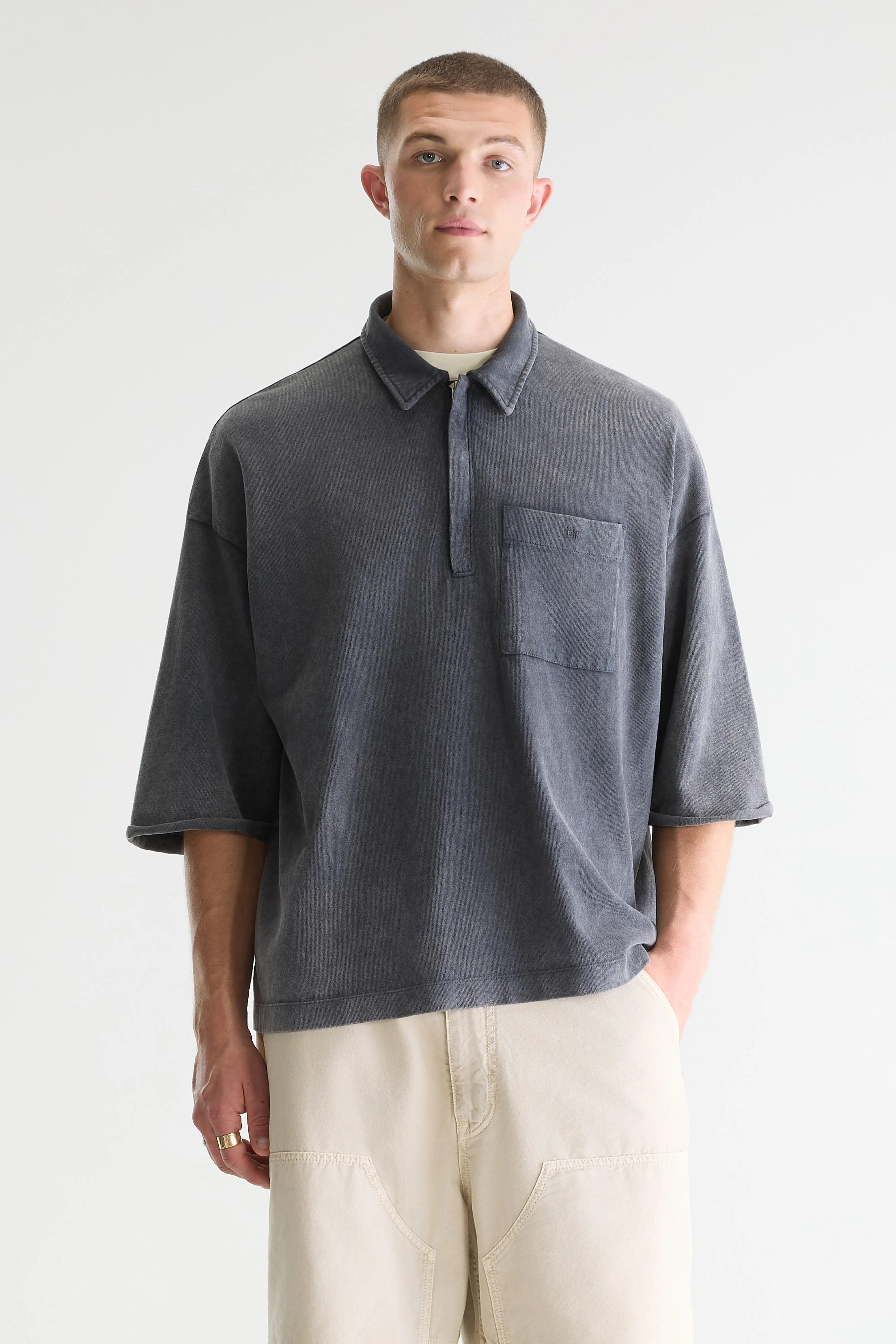 Oversized zip-up polo shirt for men | Bellerose Oversized zip-up polo shirt for men | Bellerose