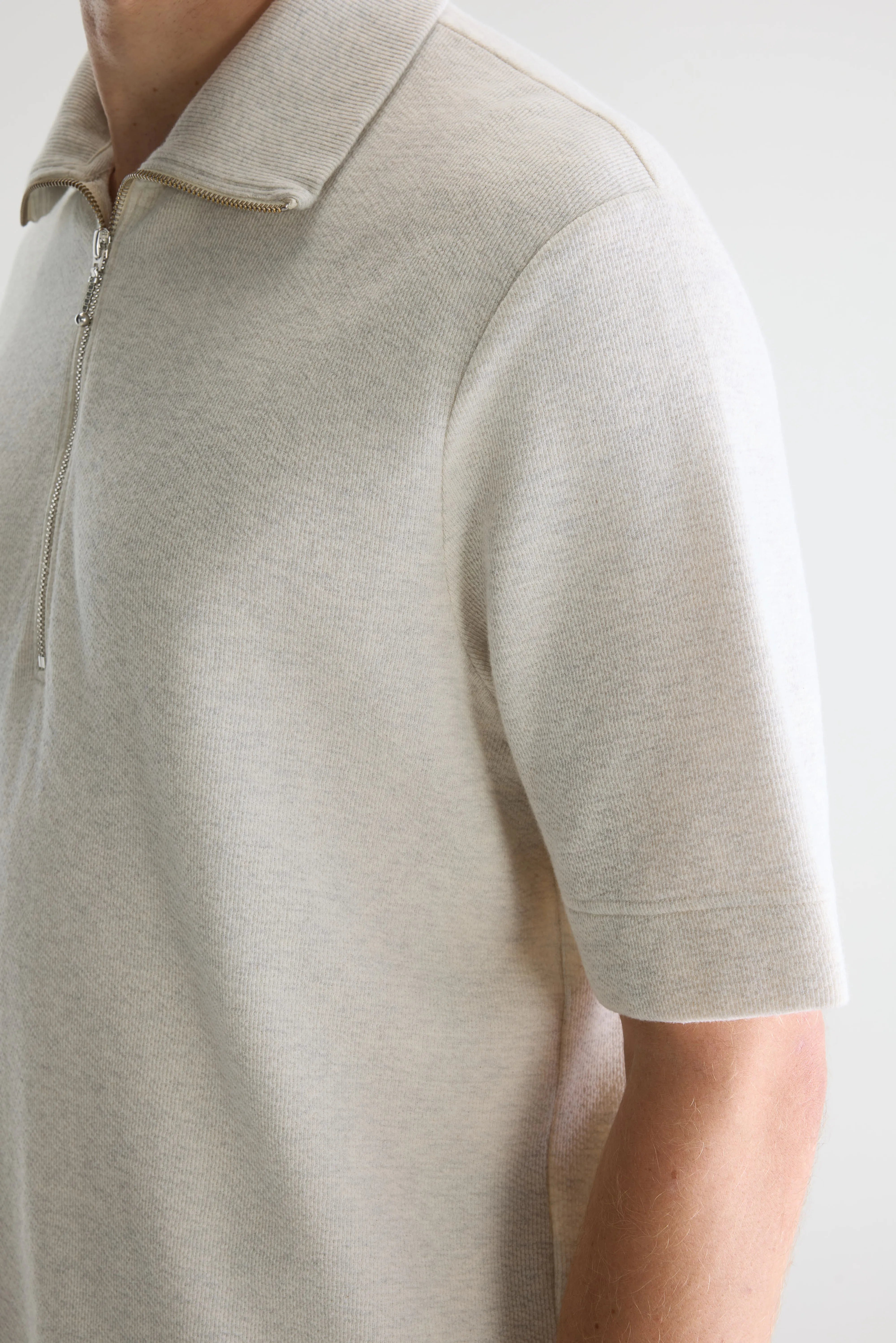 Silas Zipped Polo - Oyster For Men | Bellerose