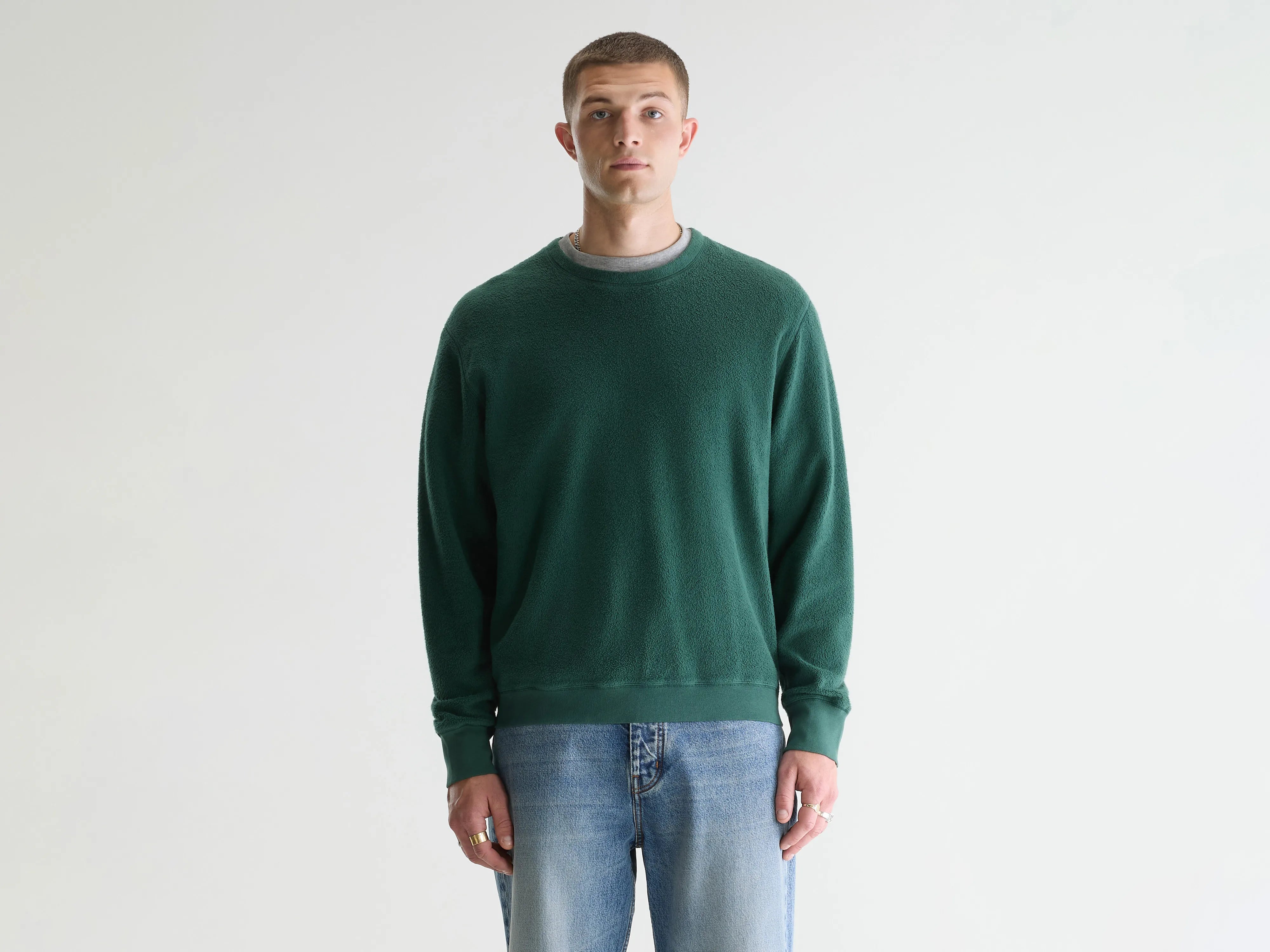 Matt sweatshirt met ronde hals  (261 / M / CYPRES)