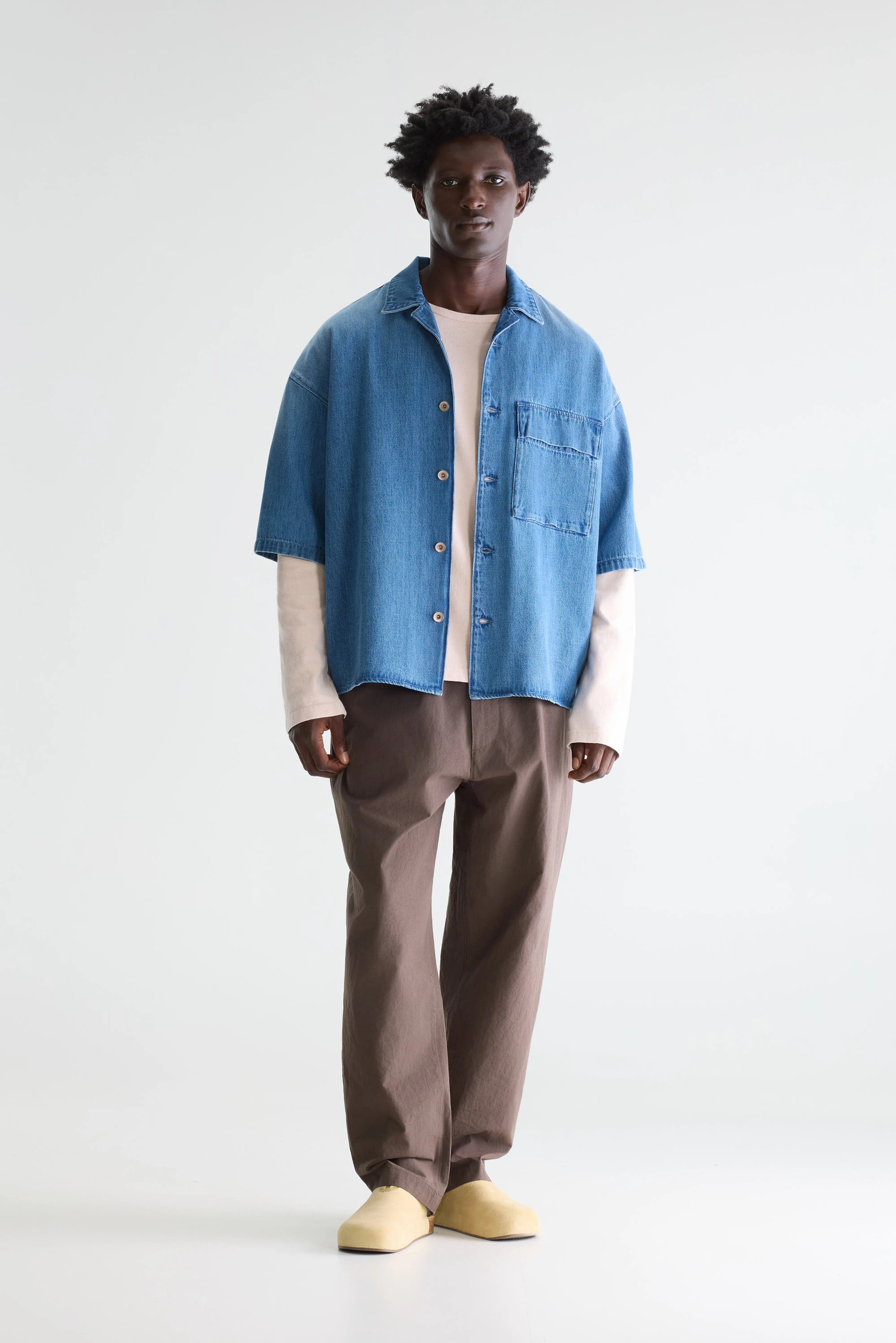 Short sleeve blue denim shirt for men | Bellerose Short sleeve blue denim shirt for men | Bellerose