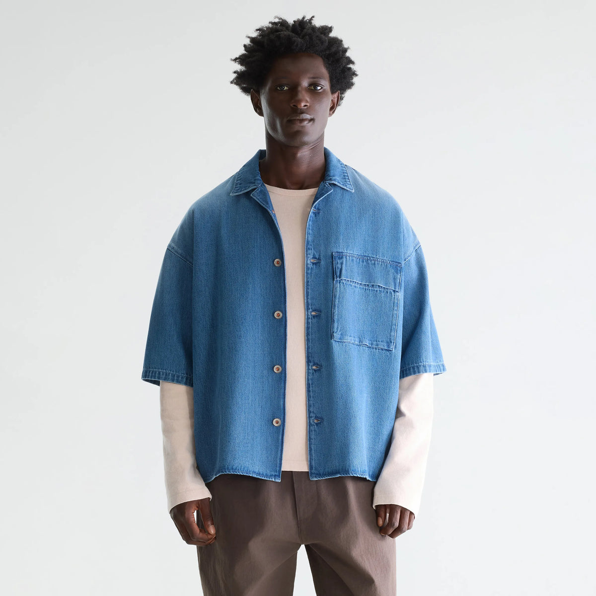 Short sleeve blue denim shirt for men | Bellerose