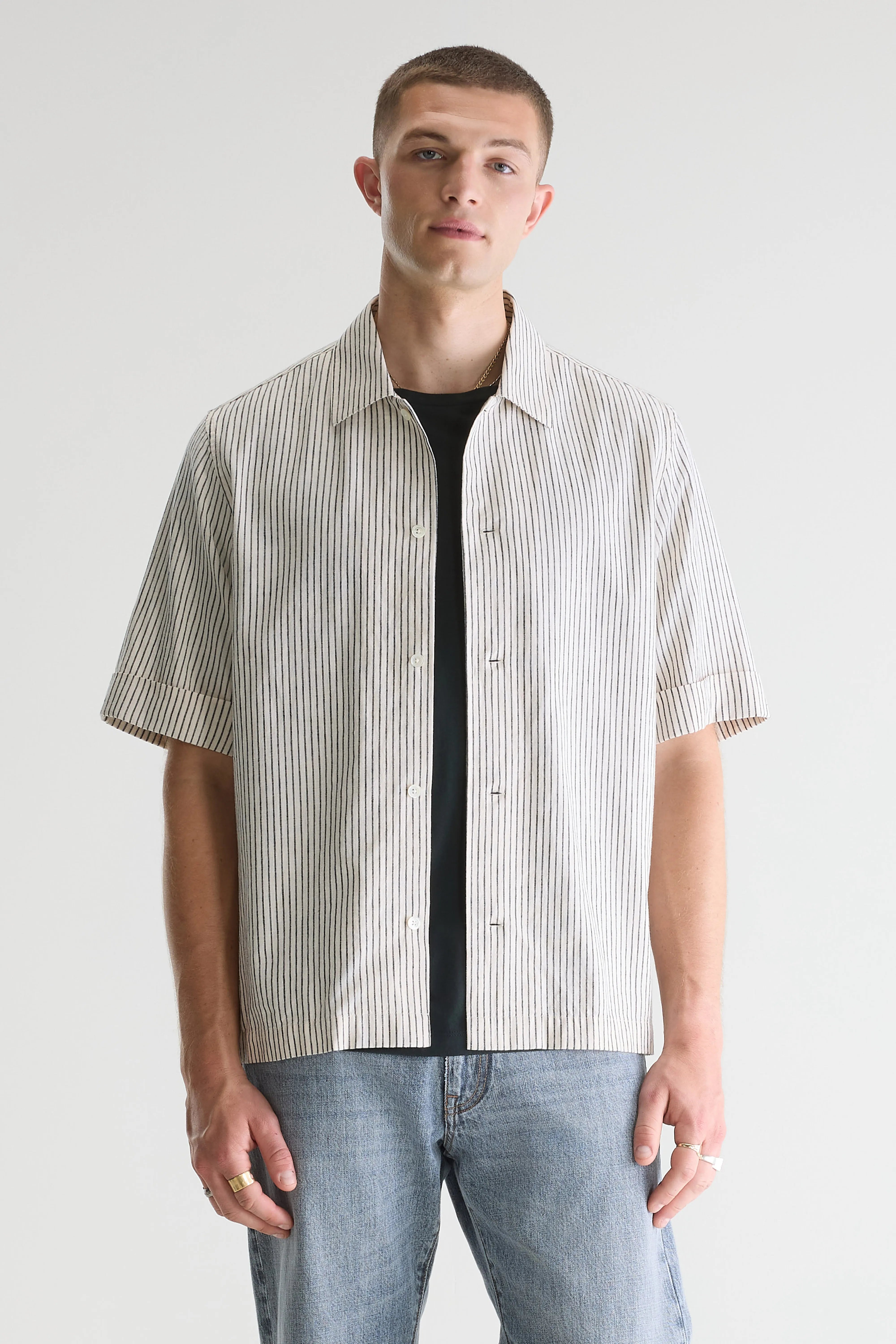 Flint Striped Shirt - Dark navy / Ecru For Men | Bellerose