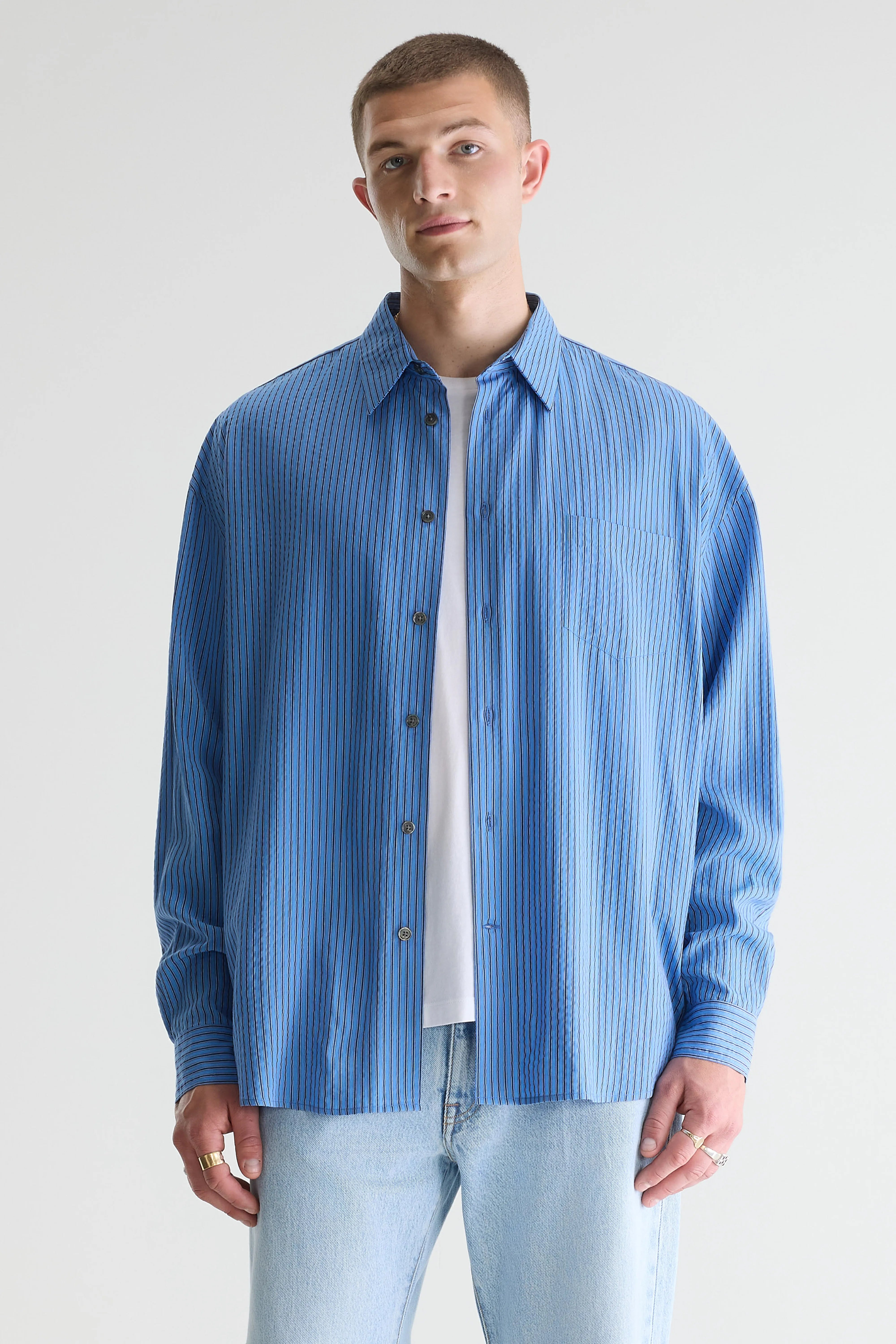 Jops Relaxed Hemd - Azur / White / Worker Voor Heren | Bellerose
