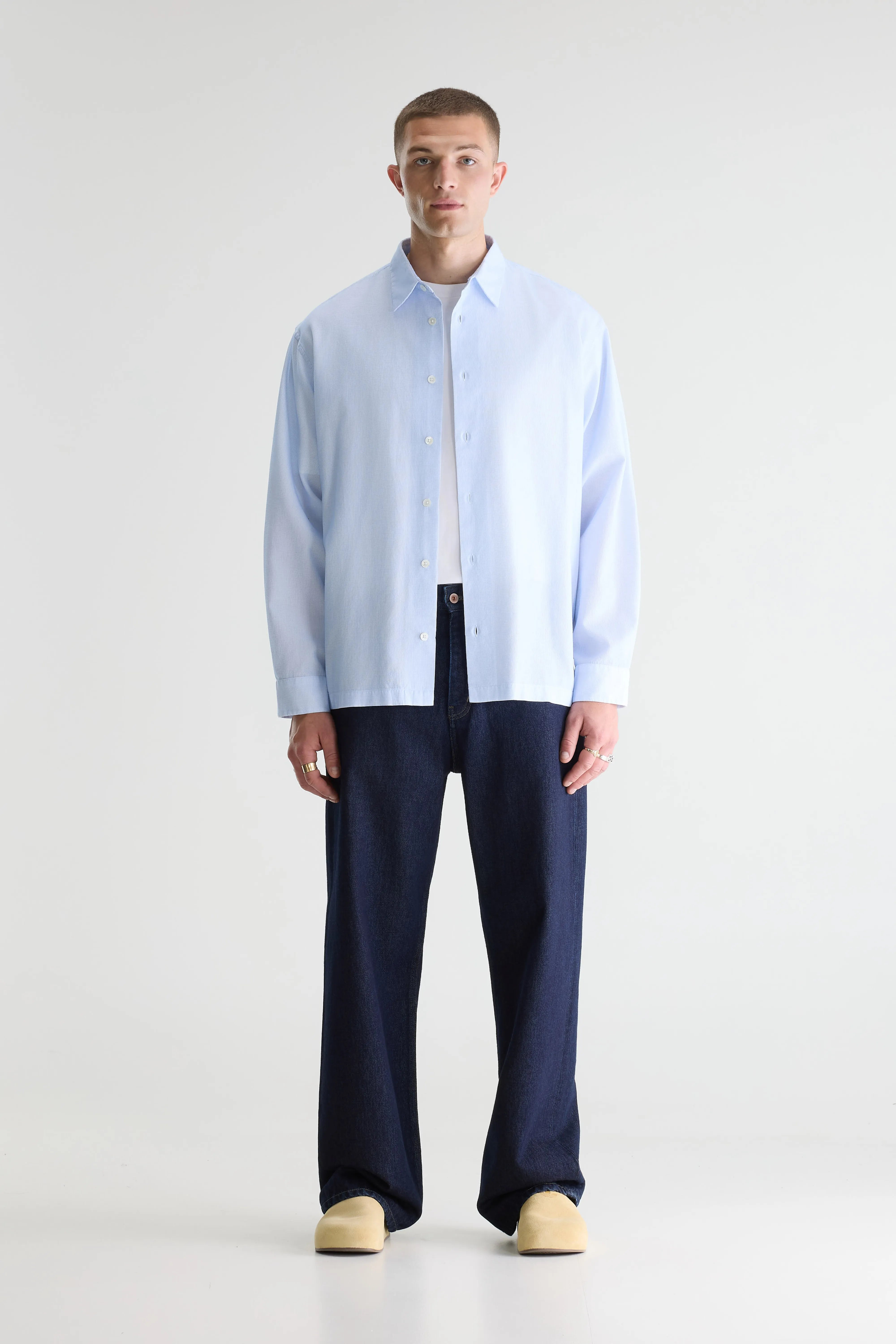 Flip Micro-checked Shirt - Sky / White For Men | Bellerose