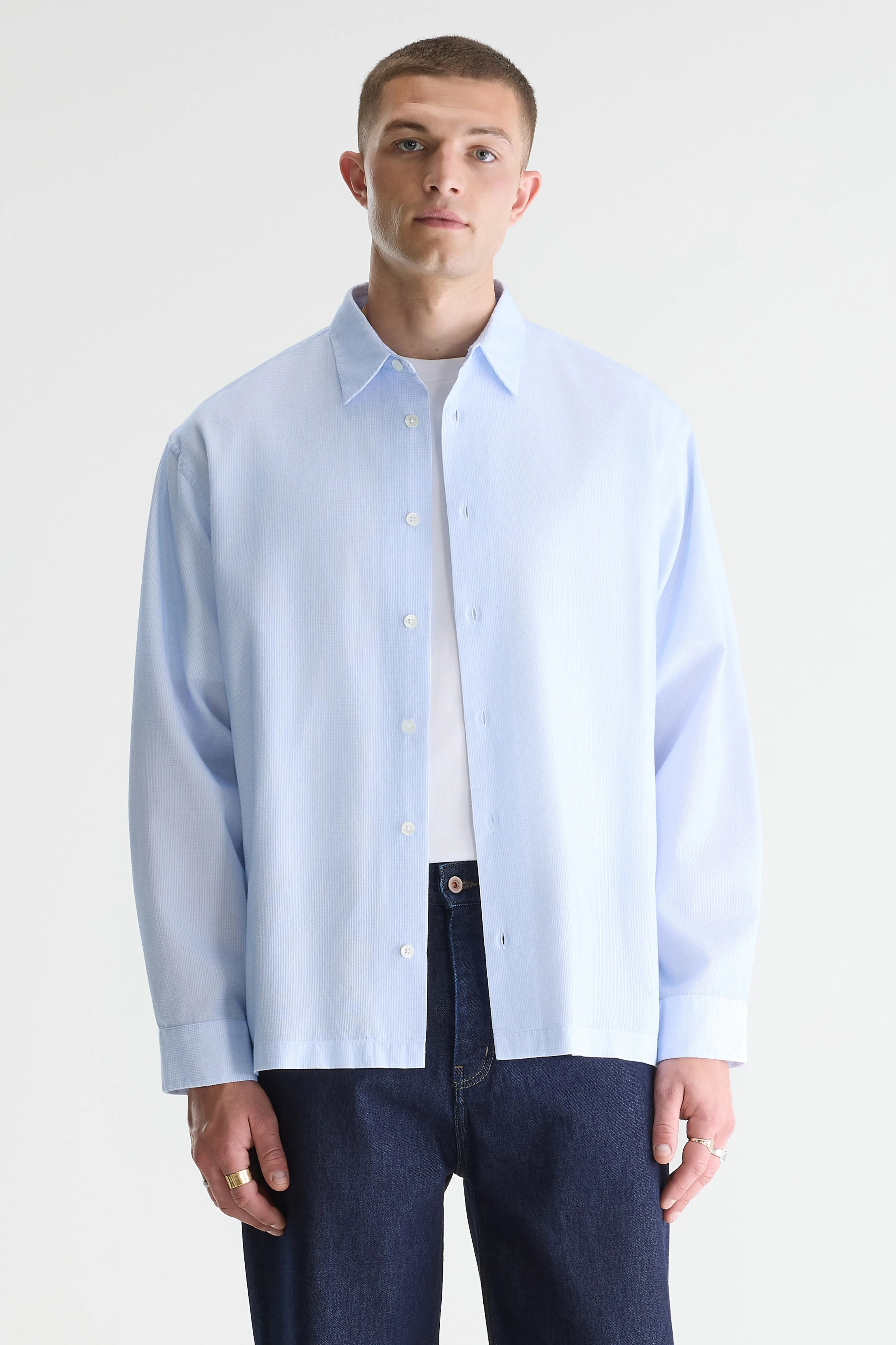Flip Micro-checked Shirt - Sky / White For Men | Bellerose