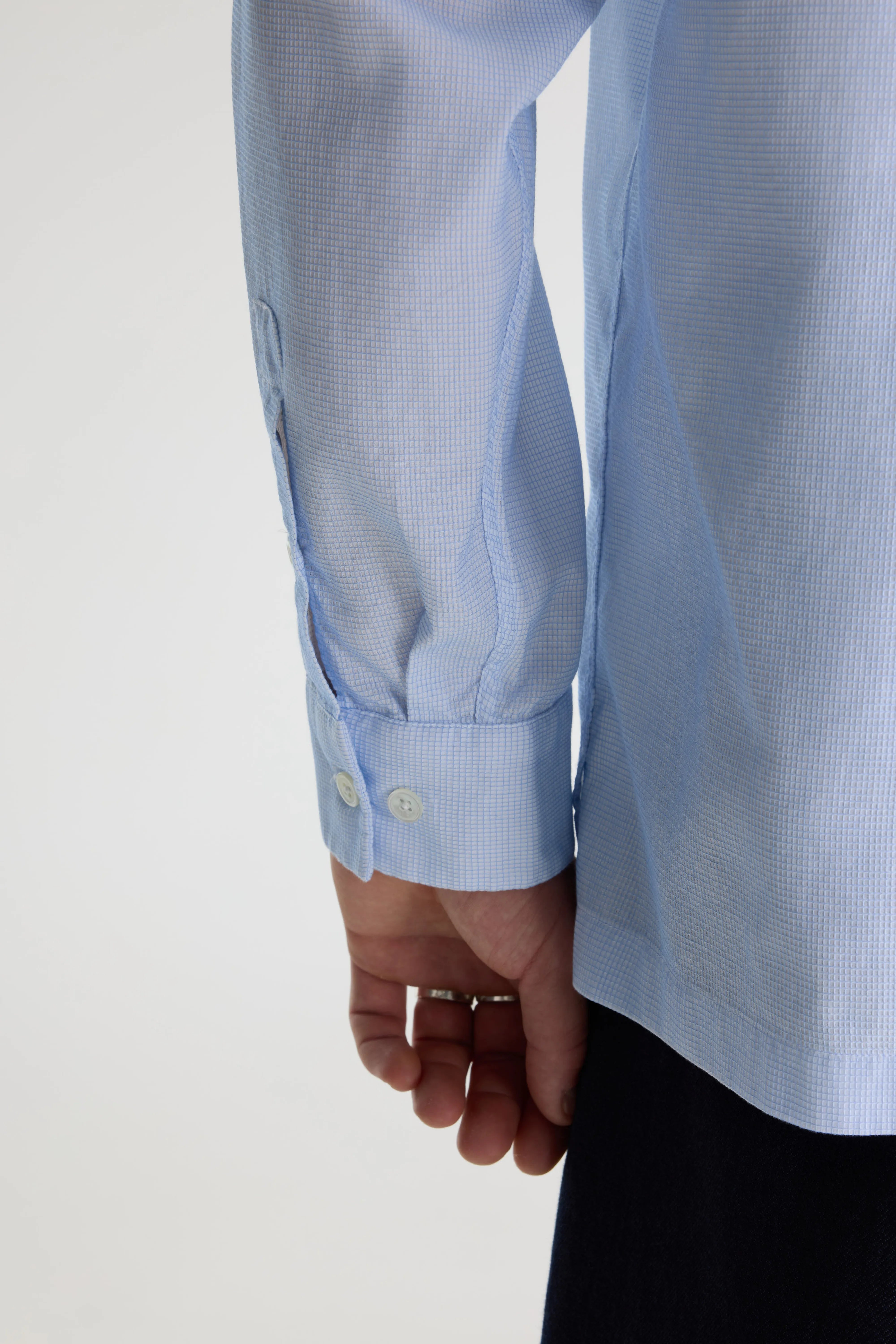 Flip Micro-checked Shirt - Sky / White For Men | Bellerose