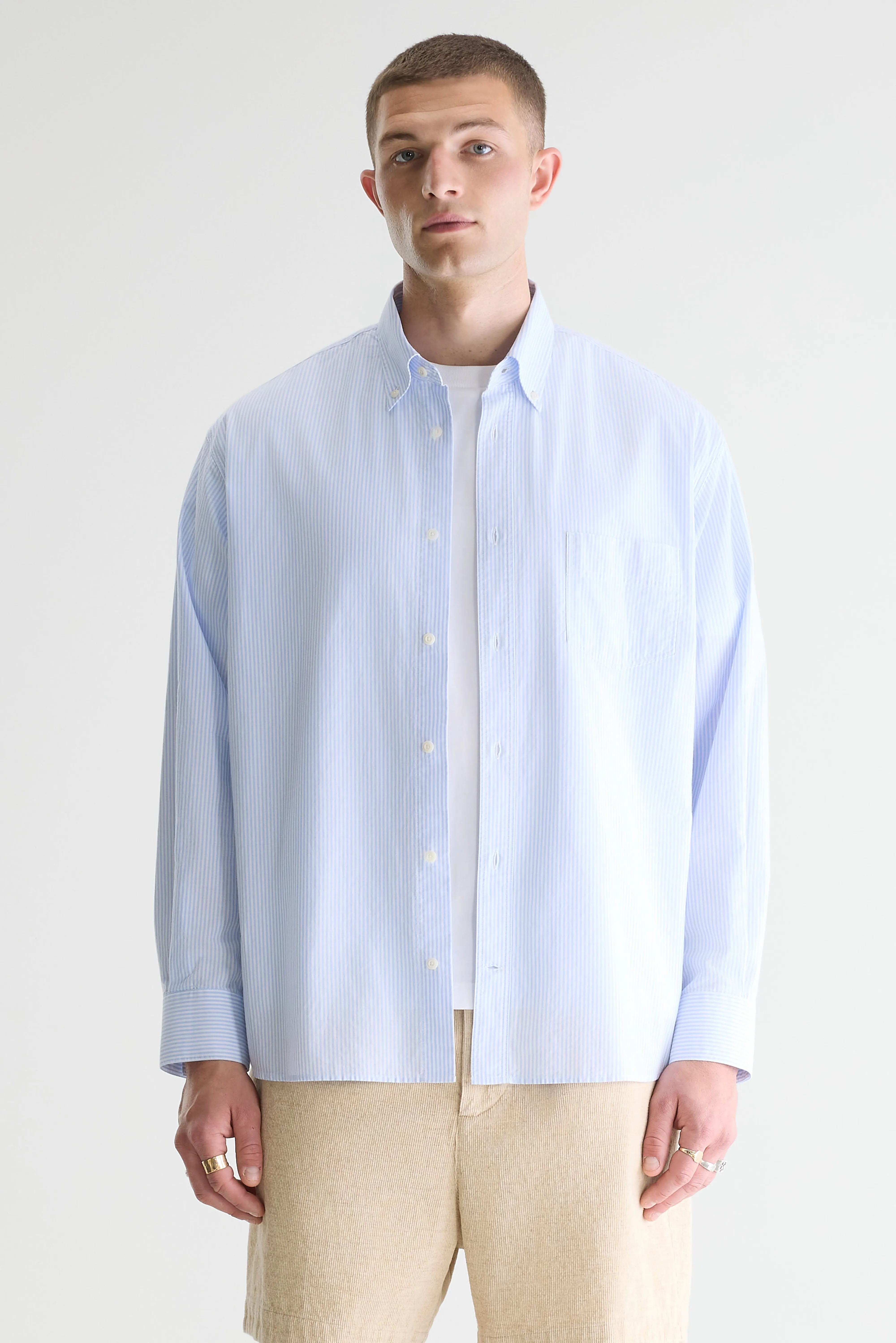 Lighto Relaxed Gestreept Hemd - Chardon / White Voor Heren | Bellerose