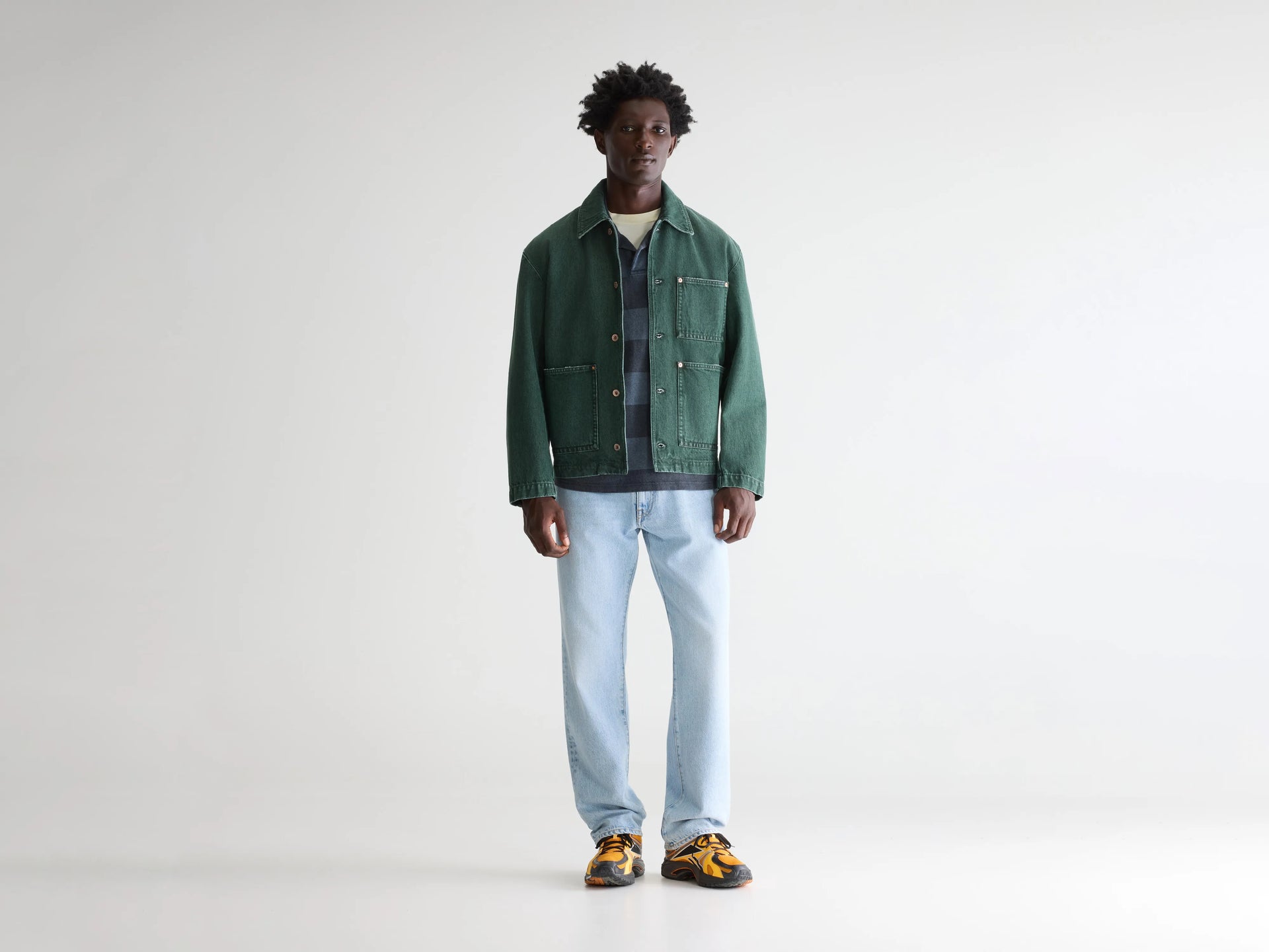 Worker style green denim jacket for men | Bellerose