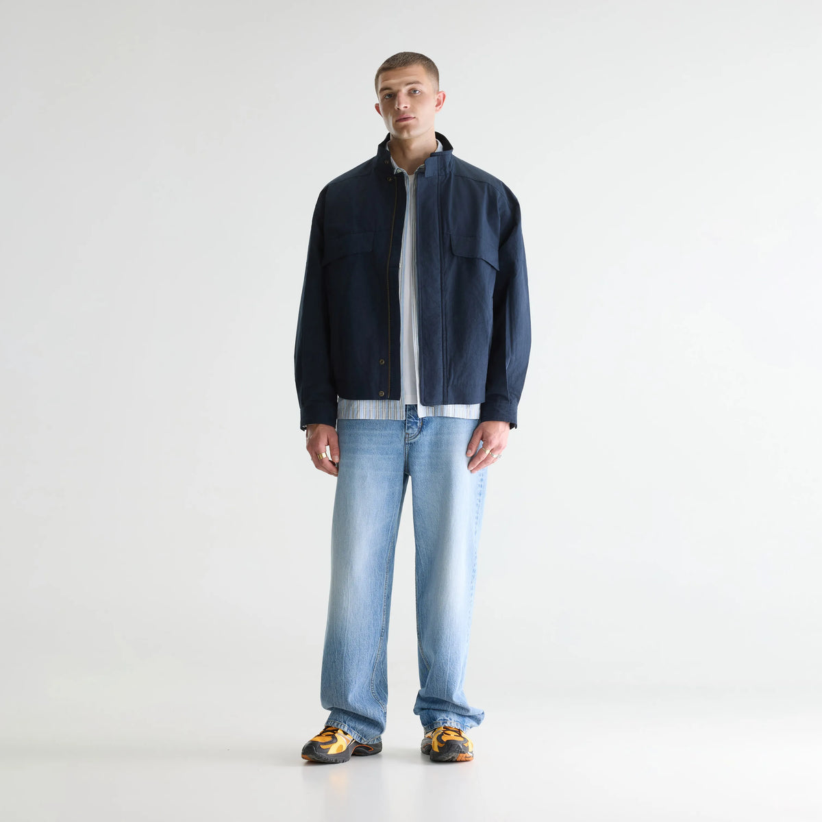Bluco work garment L ネイビー ジャケット Relaxed high-neck navy jacket for men | Bellerose