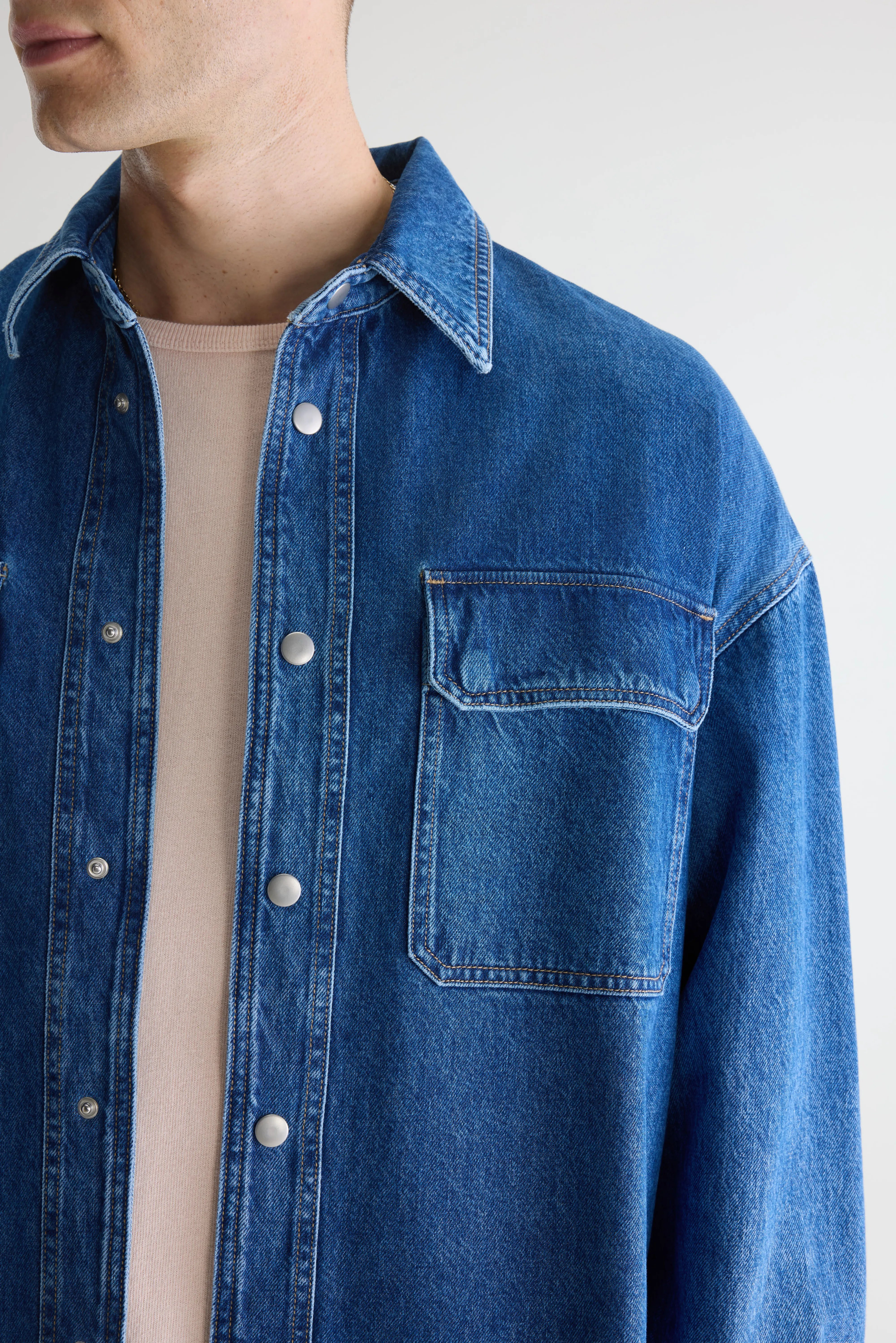 Poach Denim Overshirt - Md blue marble For Men | Bellerose