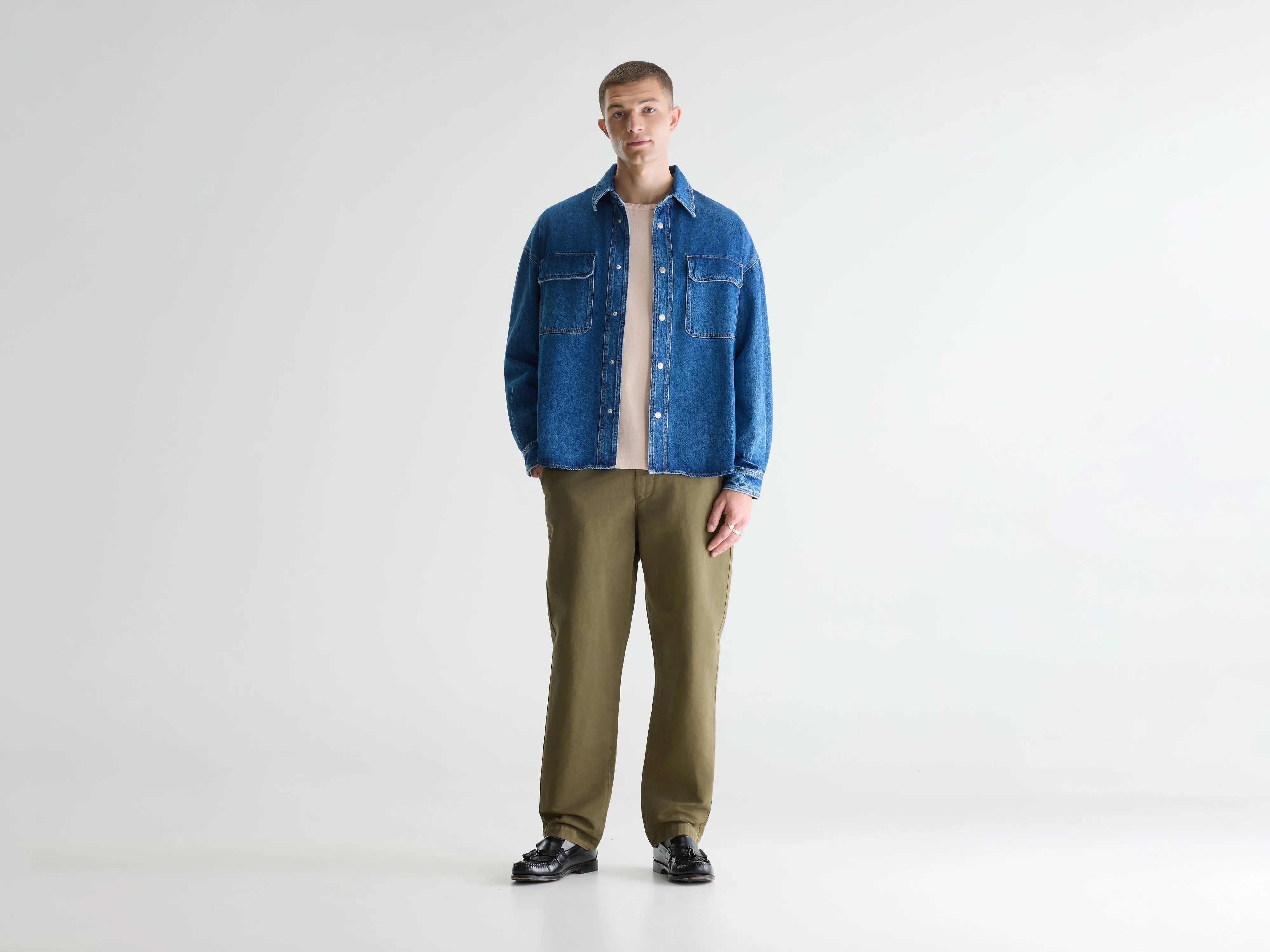 Poach denim overshirt (261 / M / MD BLUE MARBLE)