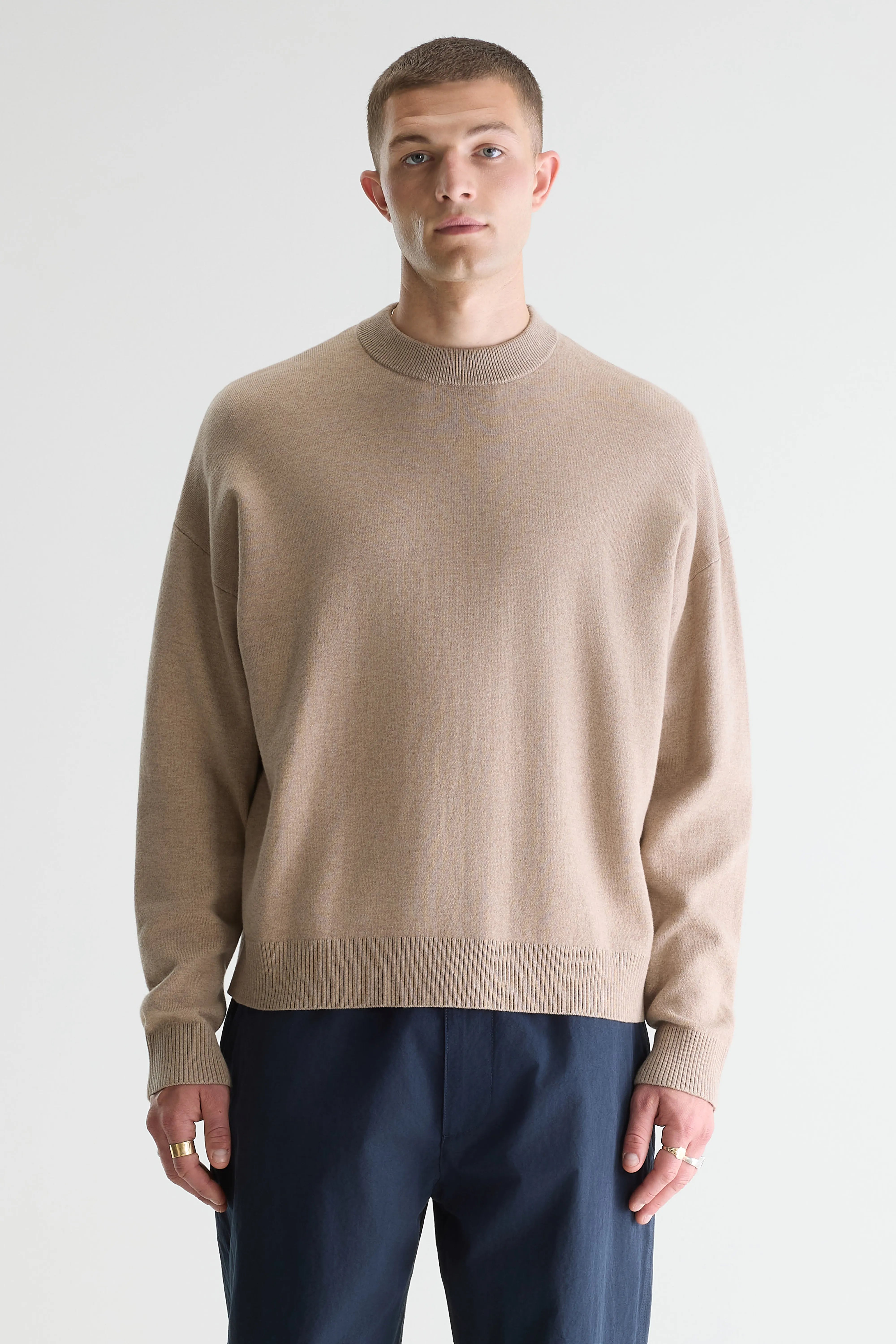Pull Col Rond Geolem - Chino / Oyster Pour Homme | Bellerose
