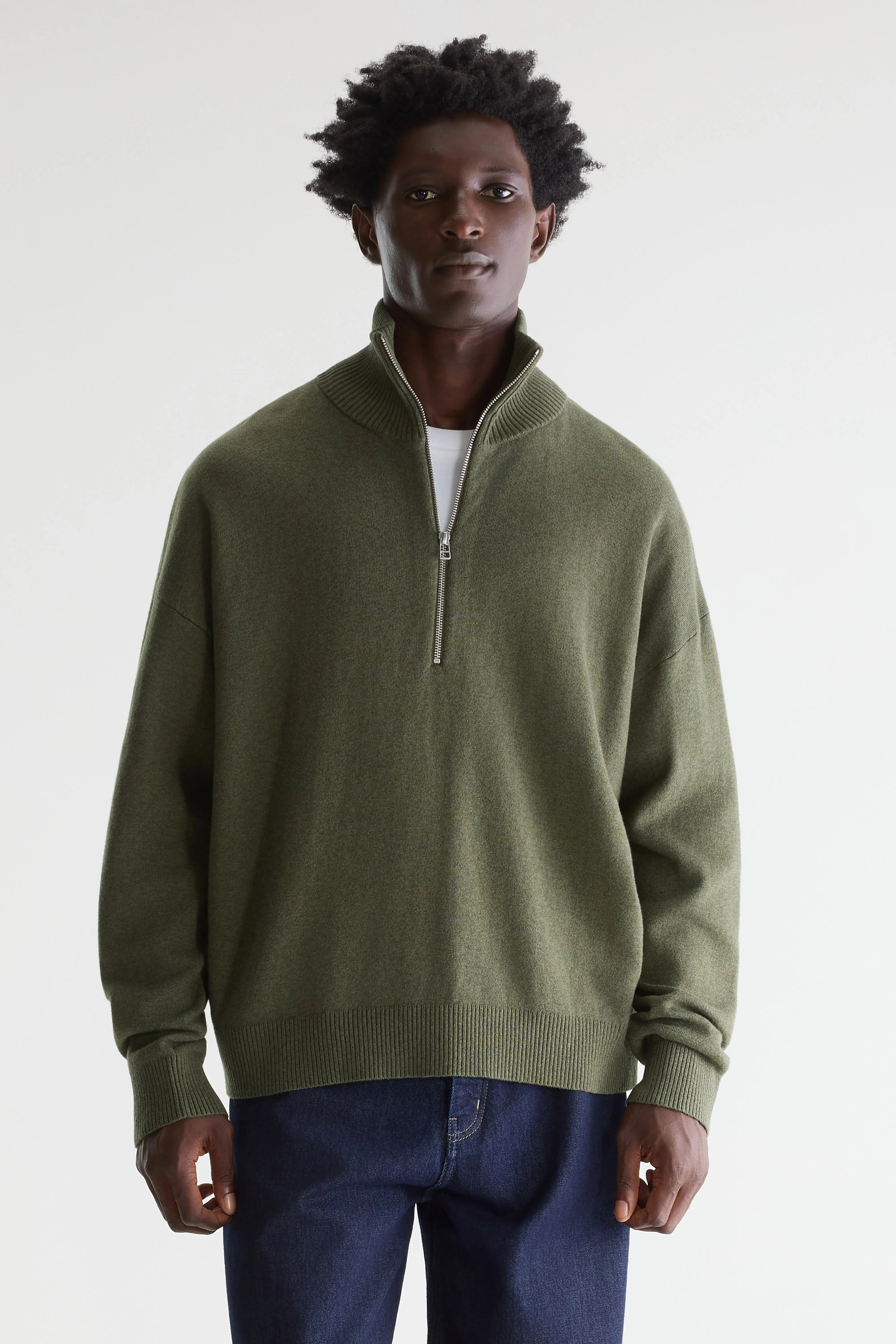 Geoze Trui Met Hoge Kraag En Ritssluiting - Dark olive / Jeep Voor Heren | Bellerose