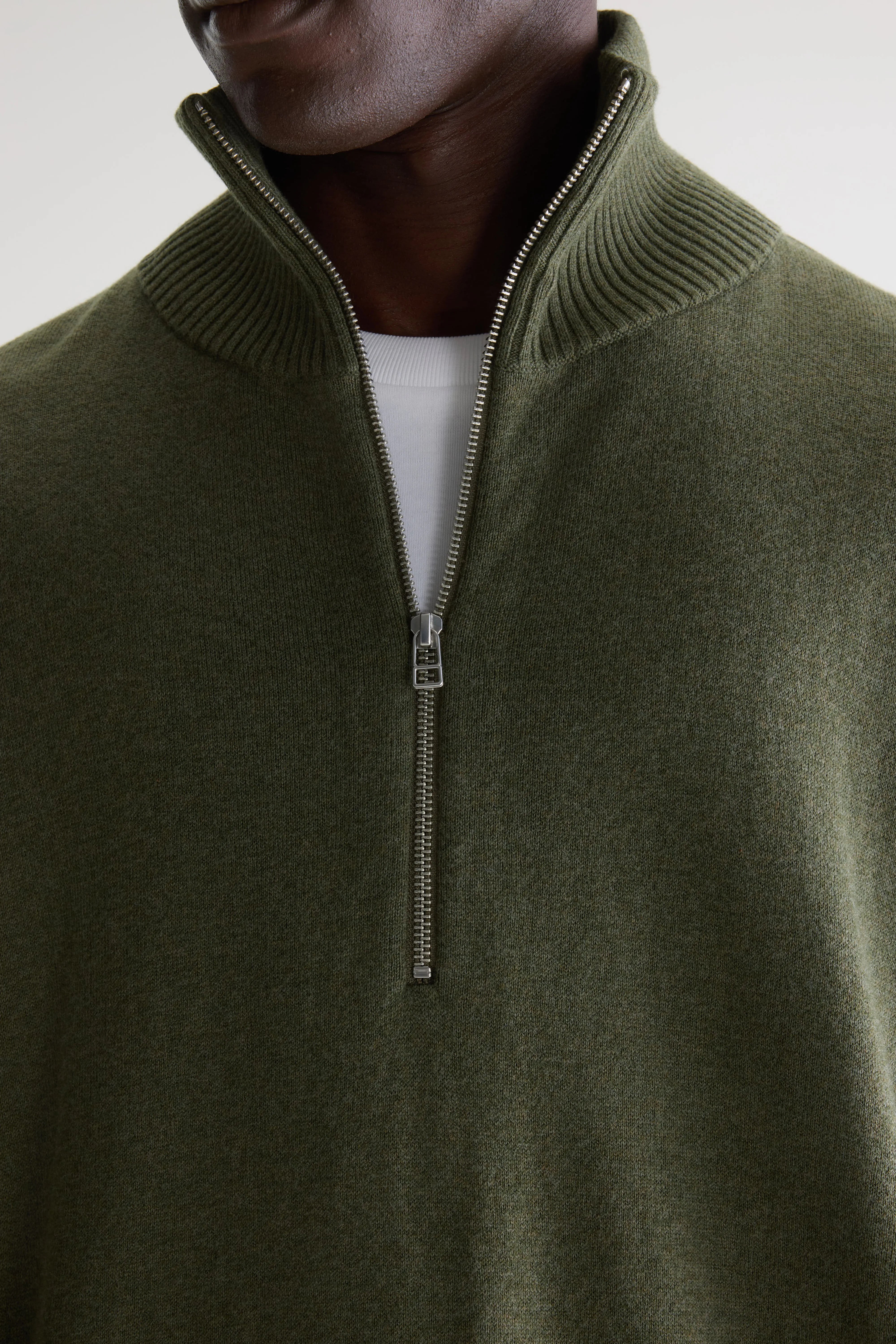 Geoze Trui Met Hoge Kraag En Ritssluiting - Dark olive / Jeep Voor Heren | Bellerose