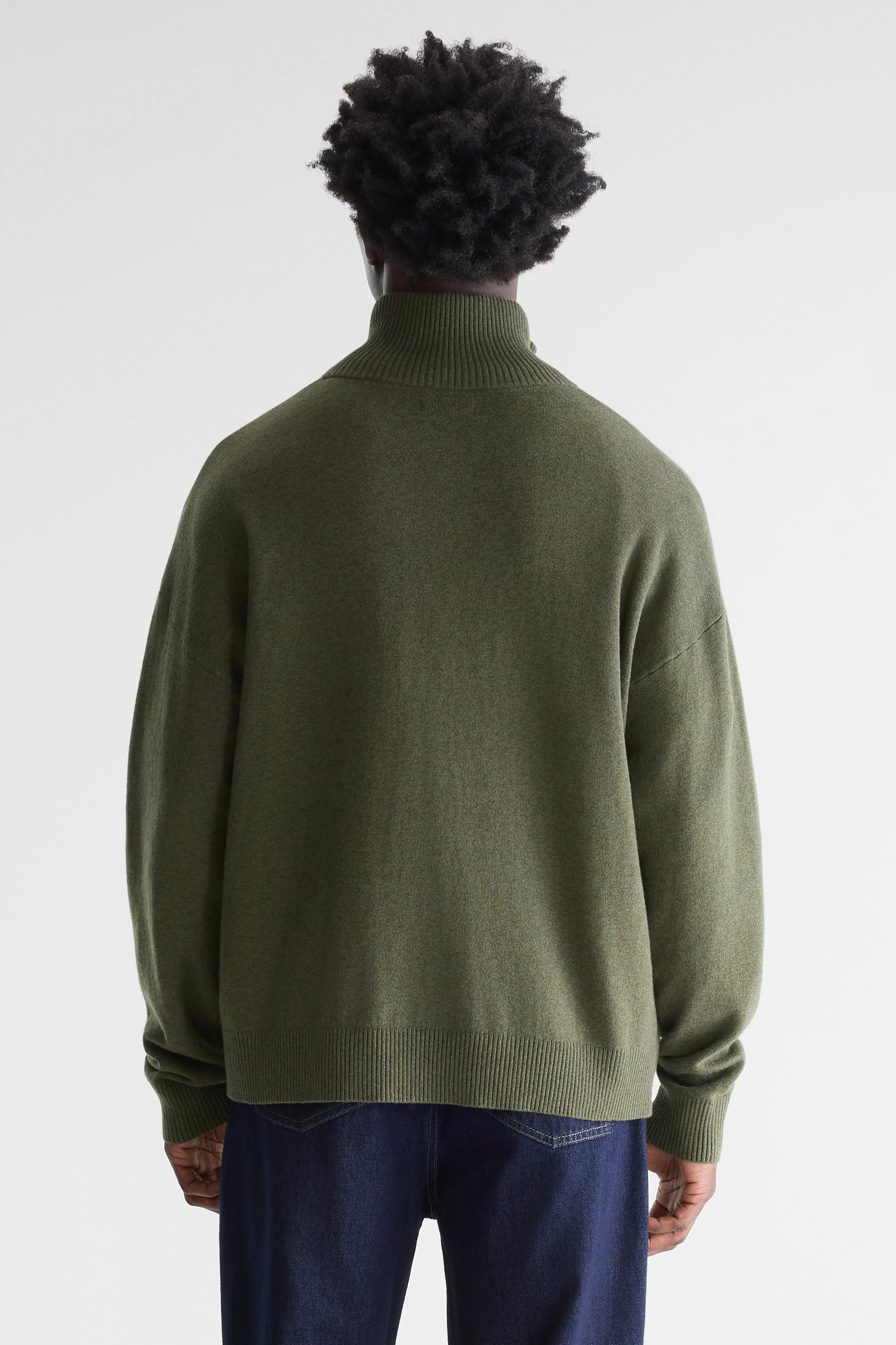 Geoze Trui Met Hoge Kraag En Ritssluiting - Dark olive / Jeep Voor Heren | Bellerose