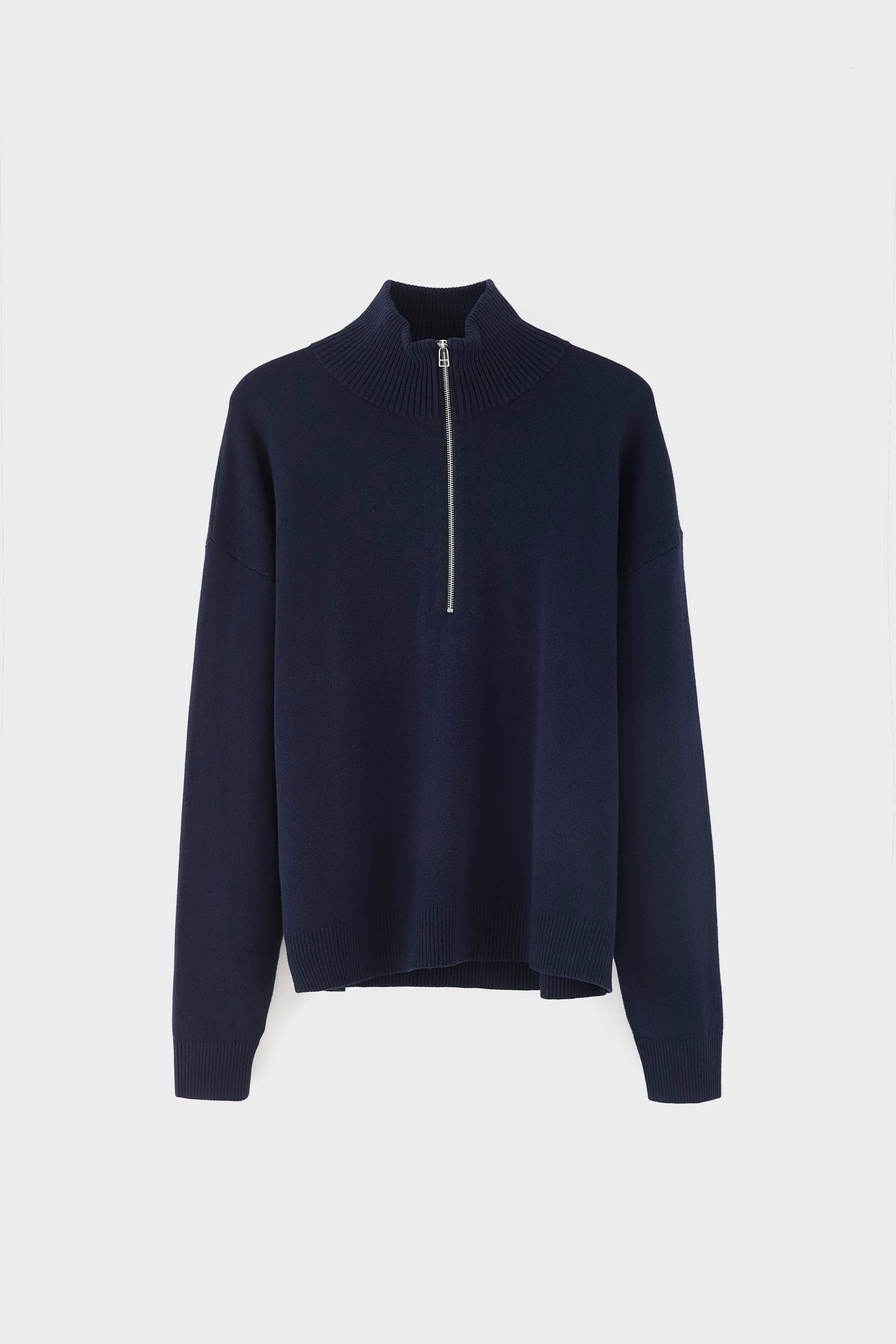 Geoze trui met hoge kraag en ritssluiting (261 / M / NAVY)