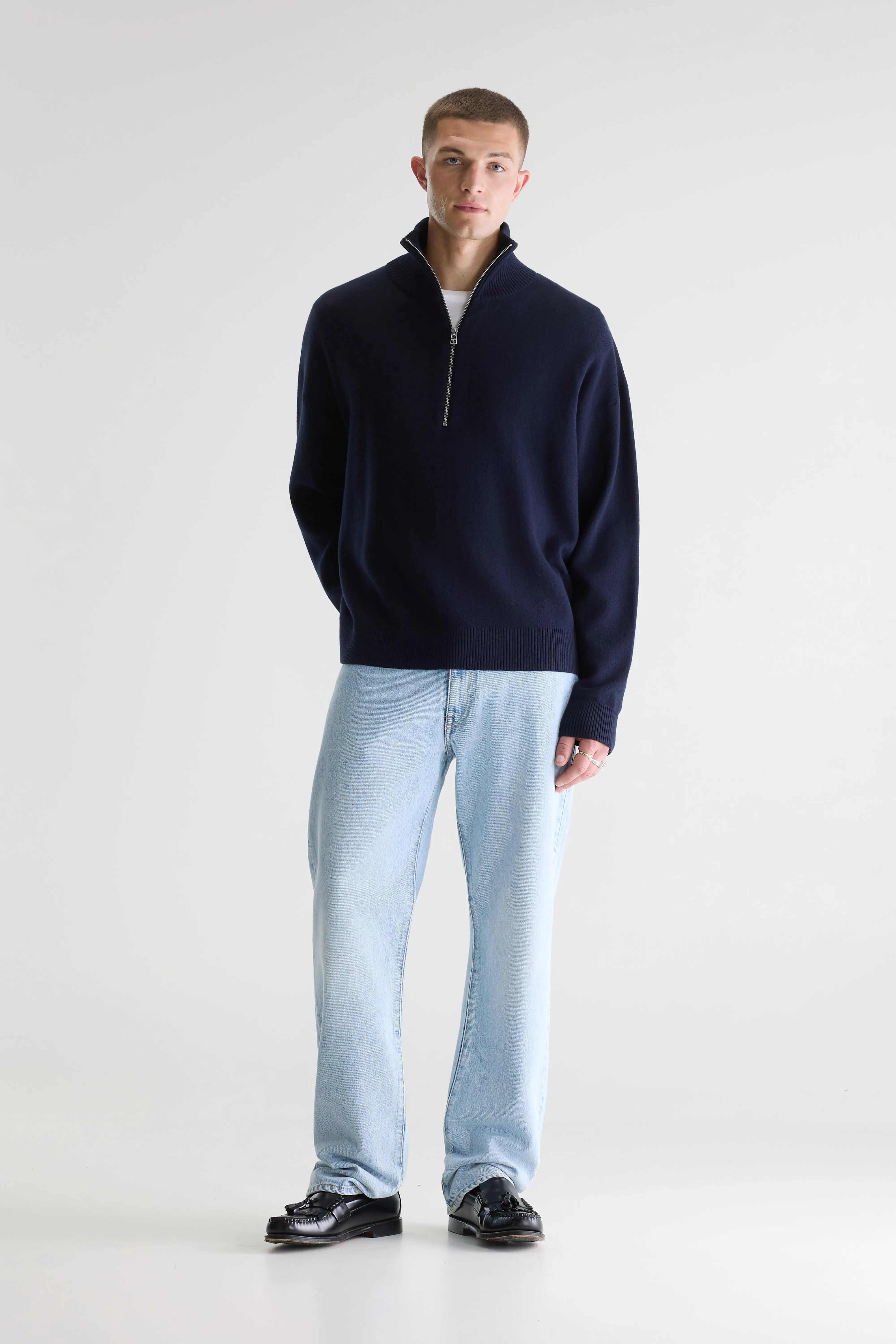 Geoze Trui Met Hoge Kraag En Ritssluiting - Navy / Parker Voor Heren | Bellerose