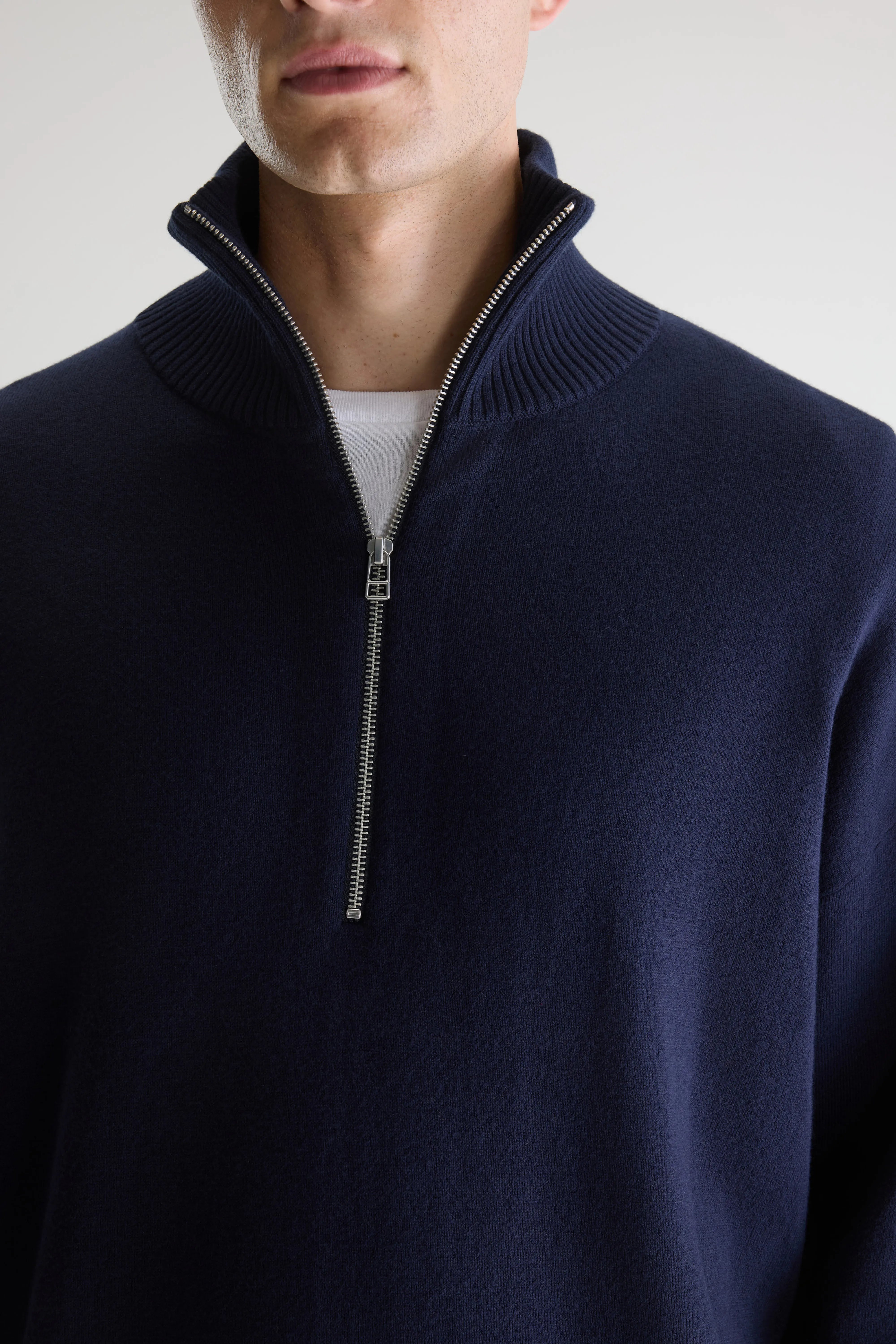 Geoze Trui Met Hoge Kraag En Ritssluiting - Navy / Parker Voor Heren | Bellerose