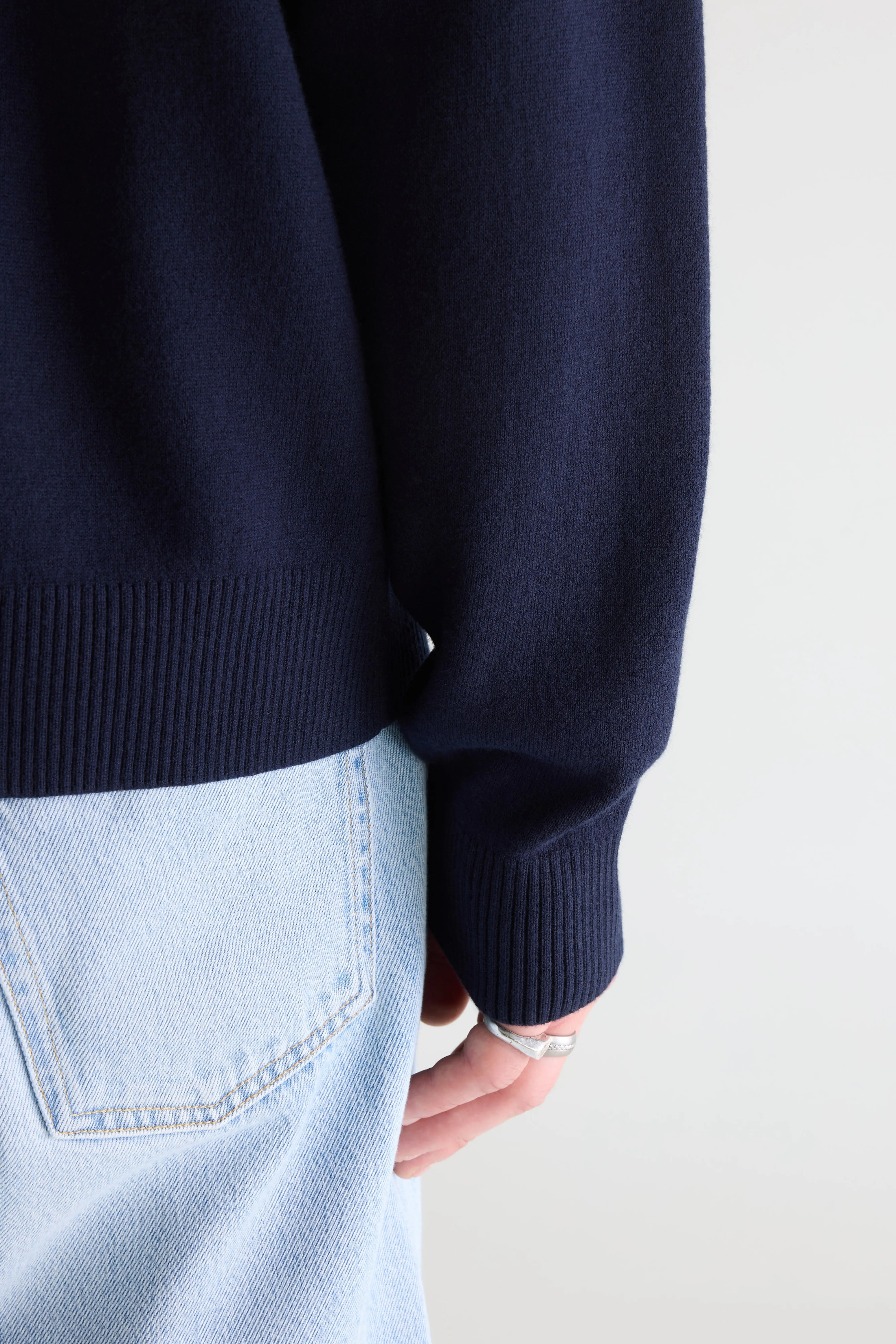 Geoze trui met hoge kraag en ritssluiting (261 / M / NAVY)