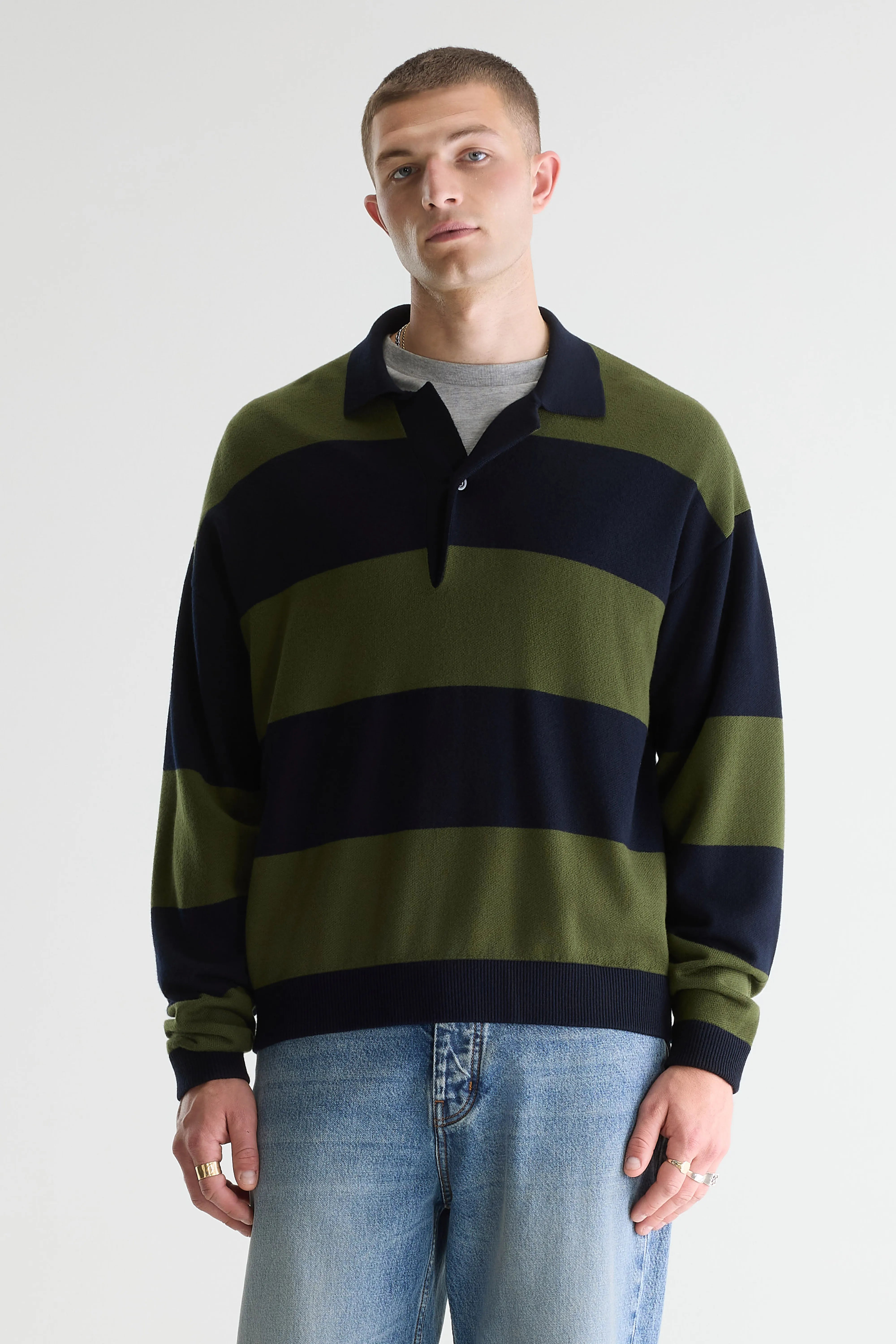 Siaze Striped Polo - Military / Navy For Men | Bellerose