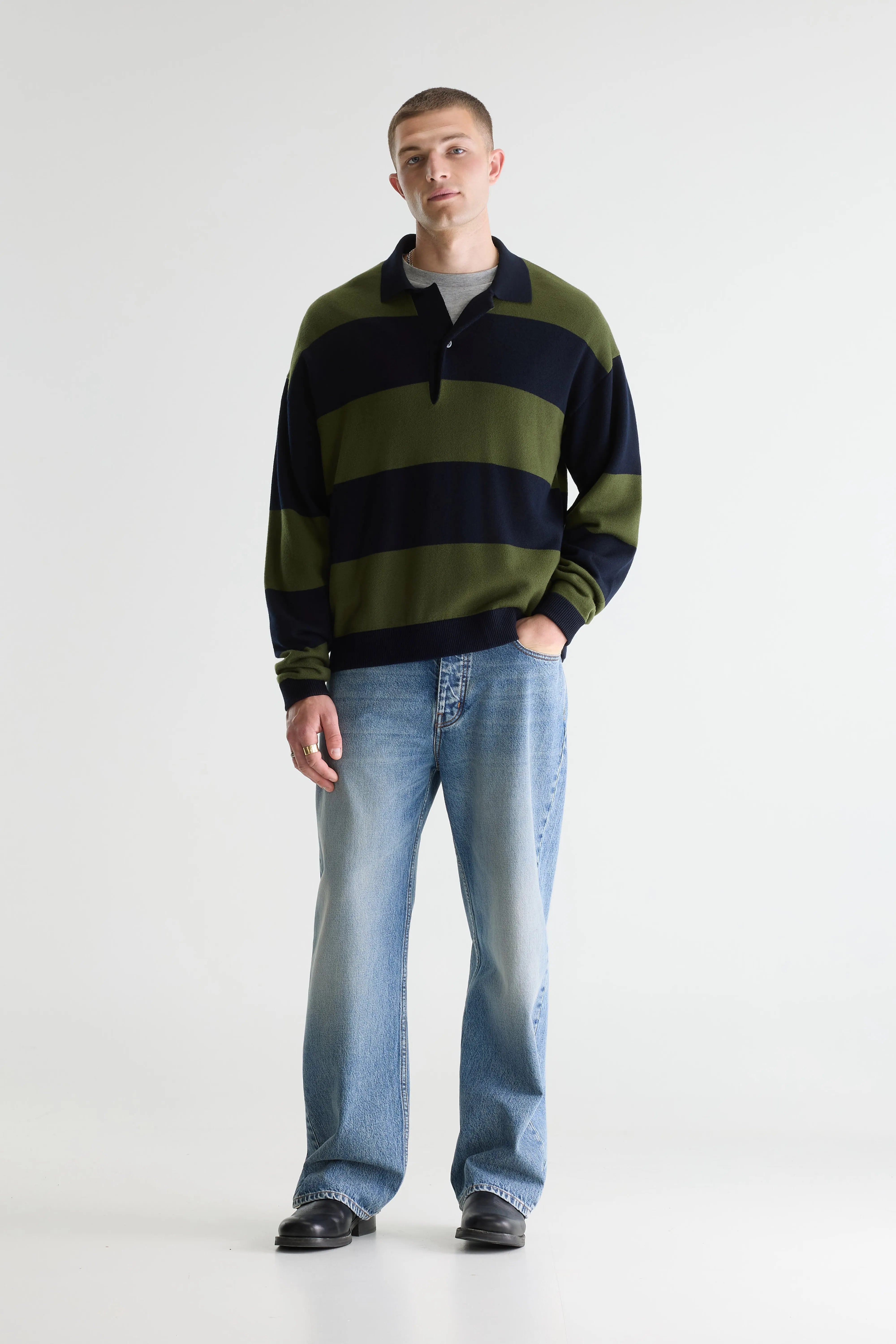 Siaze Striped Polo - Military / Navy For Men | Bellerose