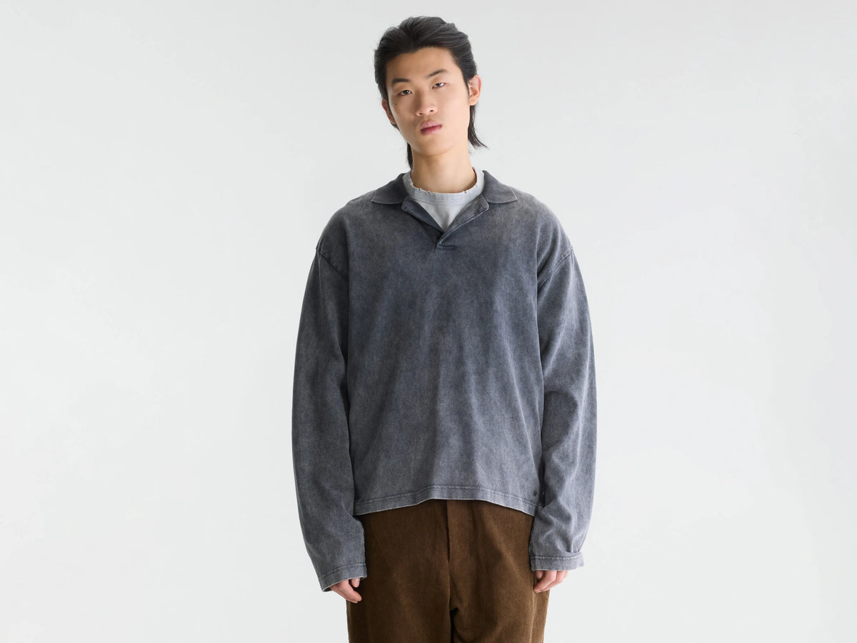 Relaxed cotton polo washed black-blue - Men | Bellerose