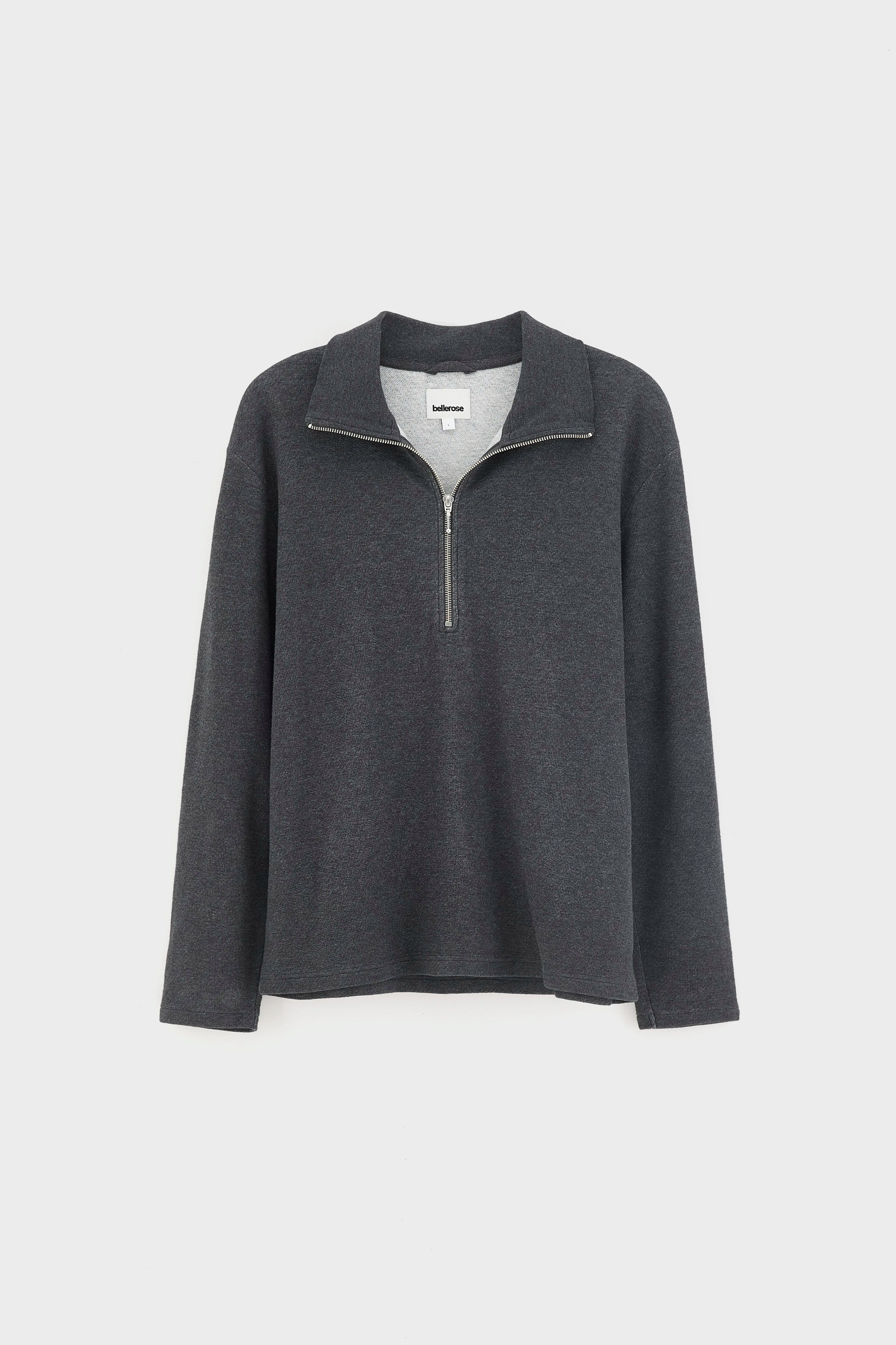 Spence zipped-collar t-shirt (262 / M / CHARCOAL)