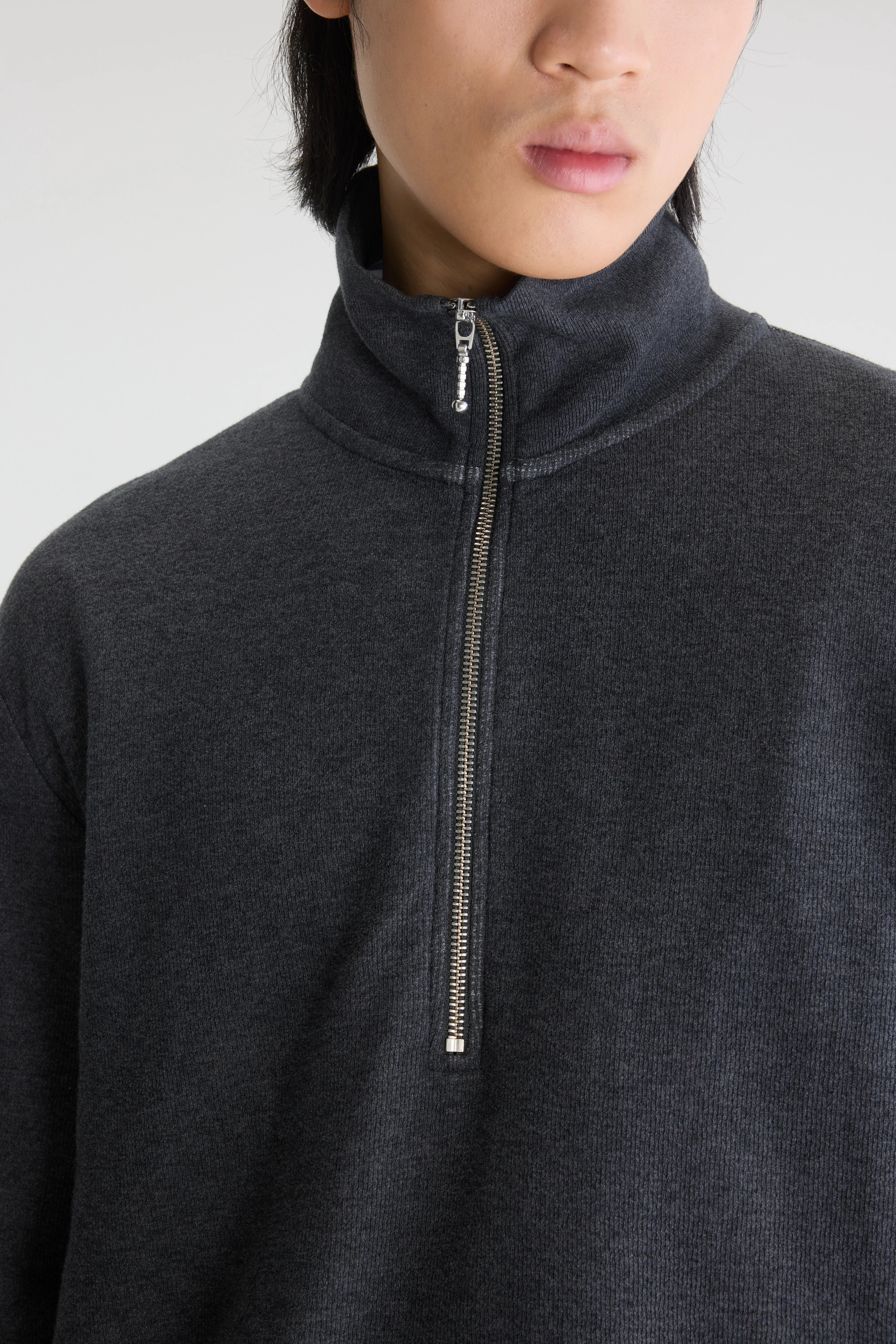 Spence zipped-collar t-shirt (262 / M / CHARCOAL)