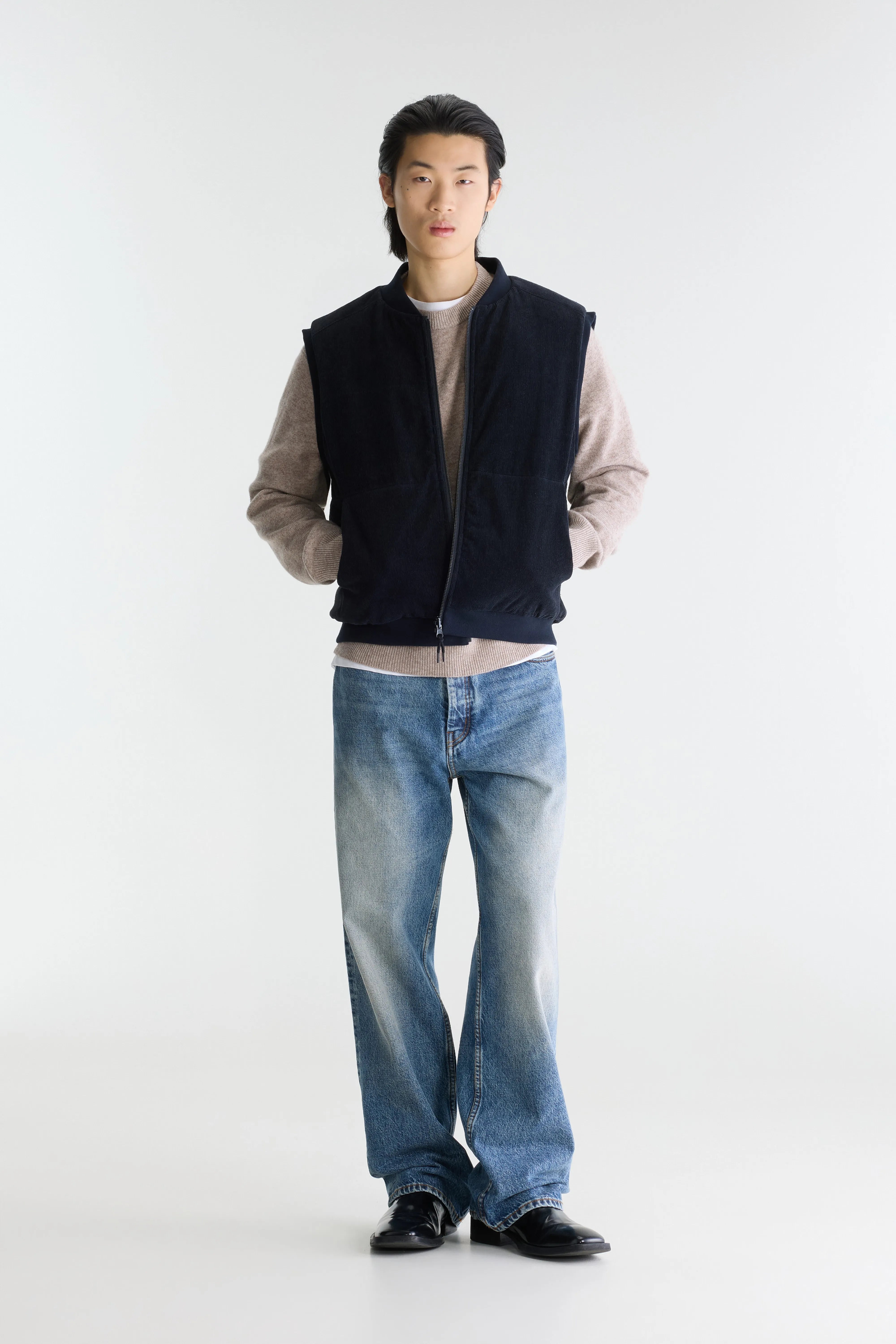 Jocko cotton-linen bodywarmer (262 / M / NAVY)