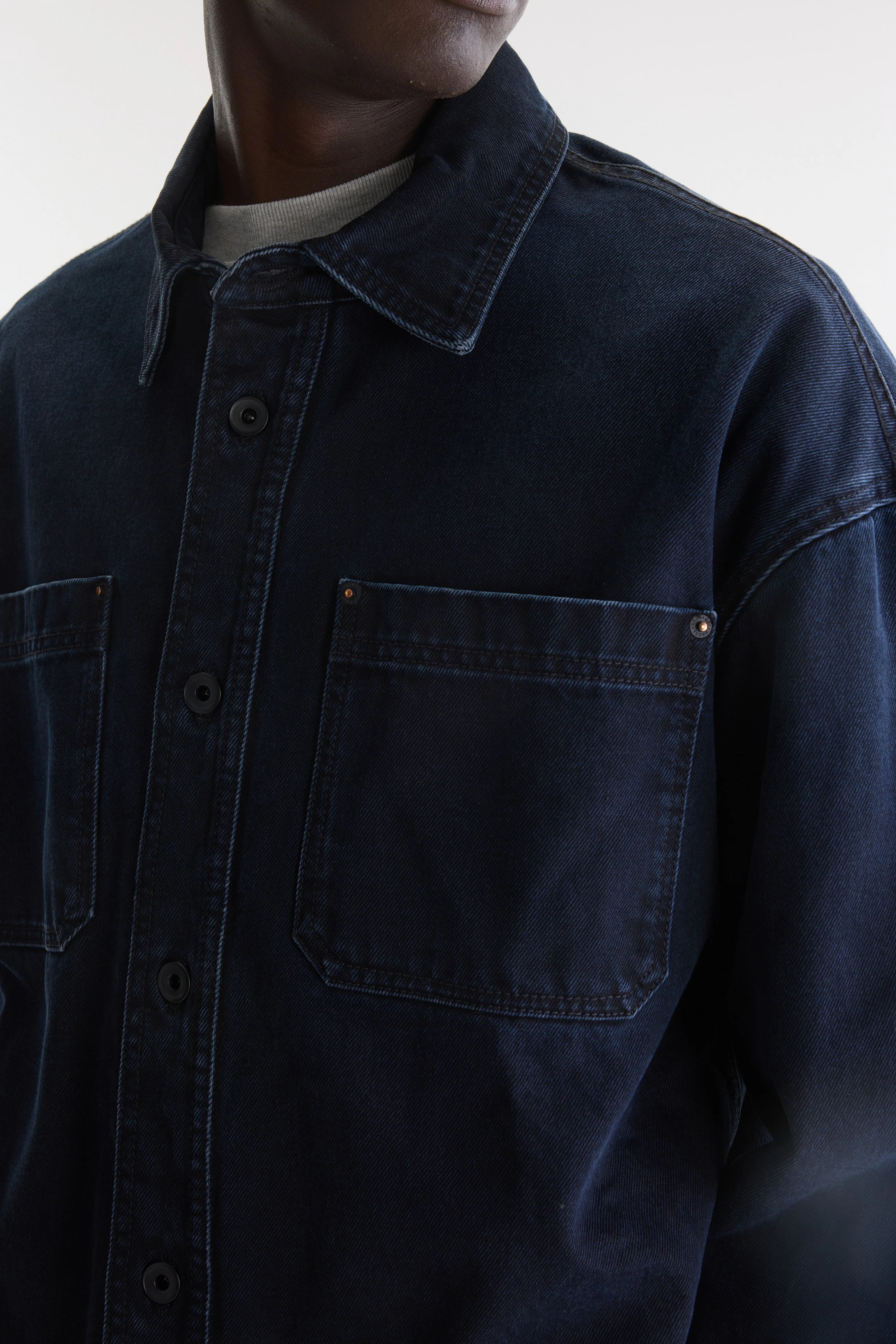 Poak relaxed overshirt (262 / M / BK BLUE RINSE)