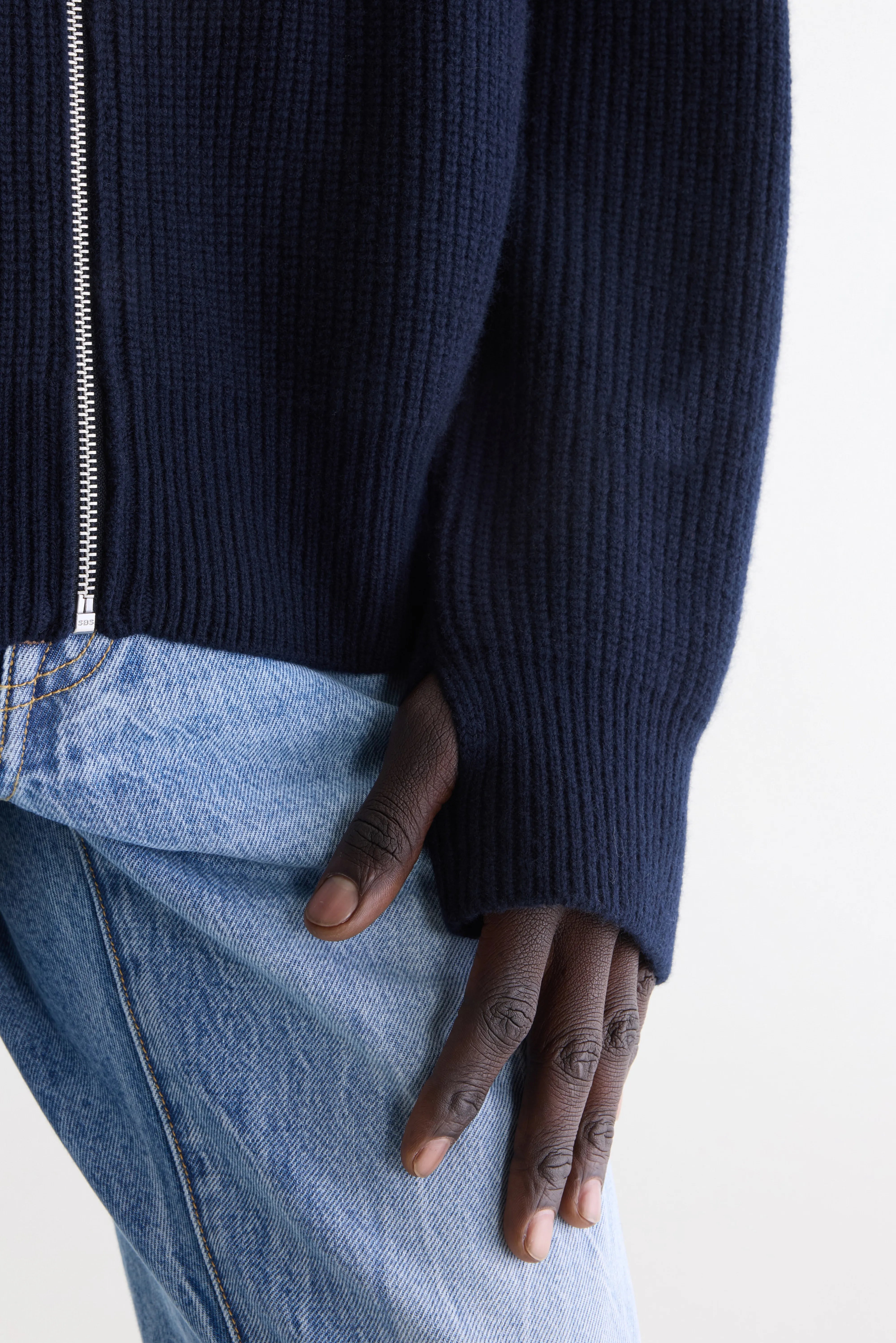 Dorzip cardigan met opstaande kraag (262 / M / NAVY)