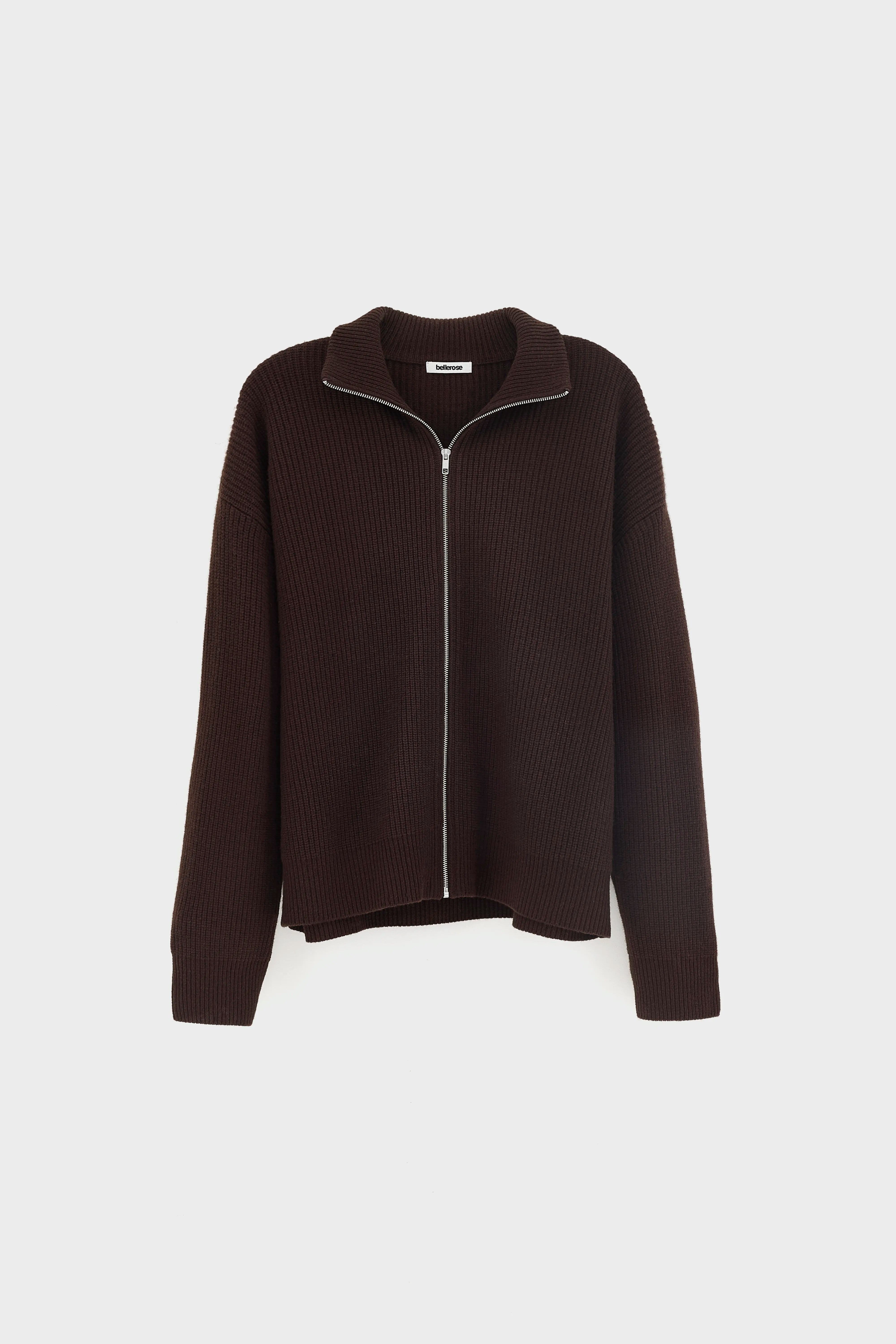 Dorzip mock-neck cardigan (262 / M / DARK ROAST)
