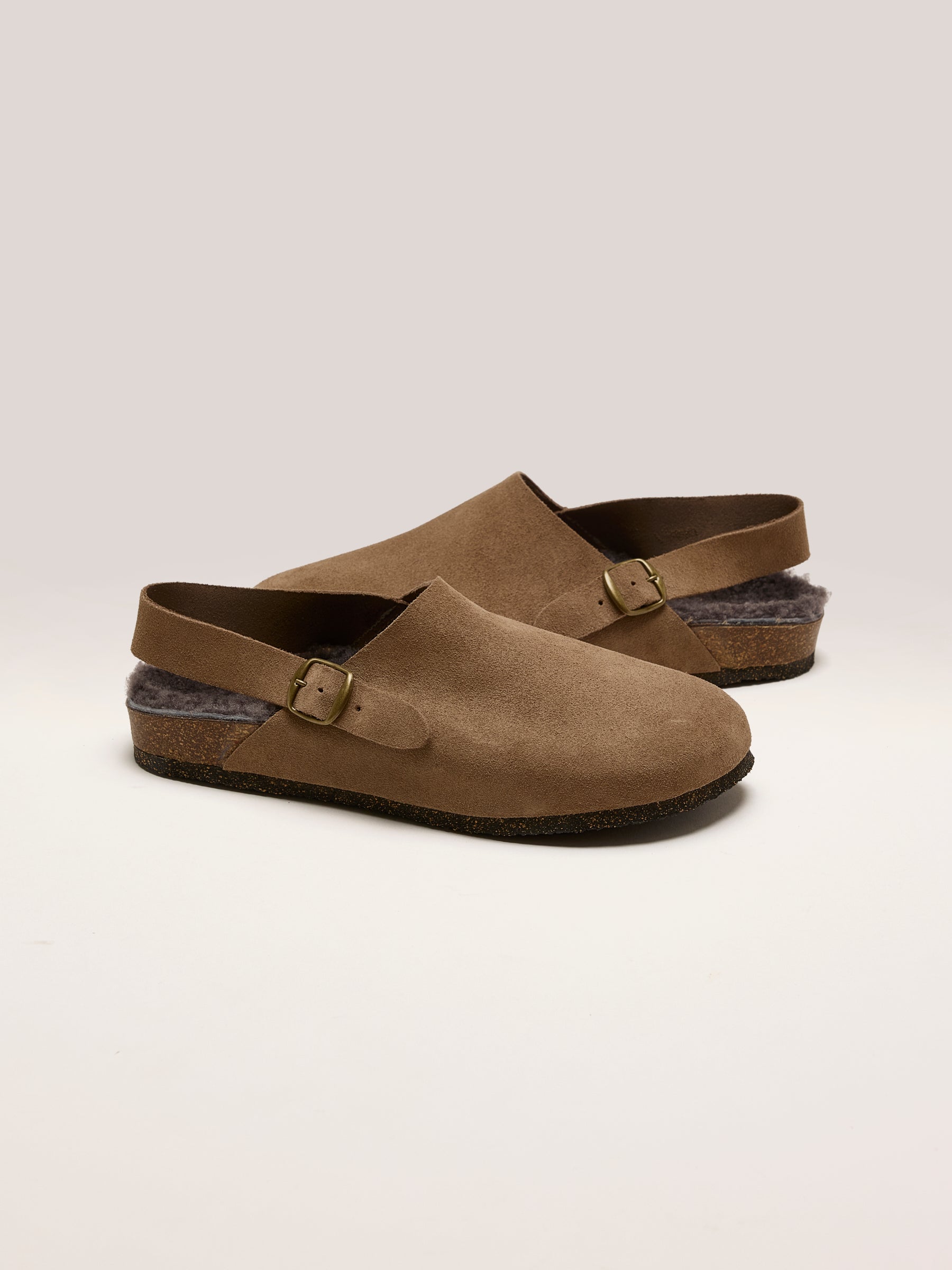 Taupe Suede Clogs (242 / W / TAUPE)