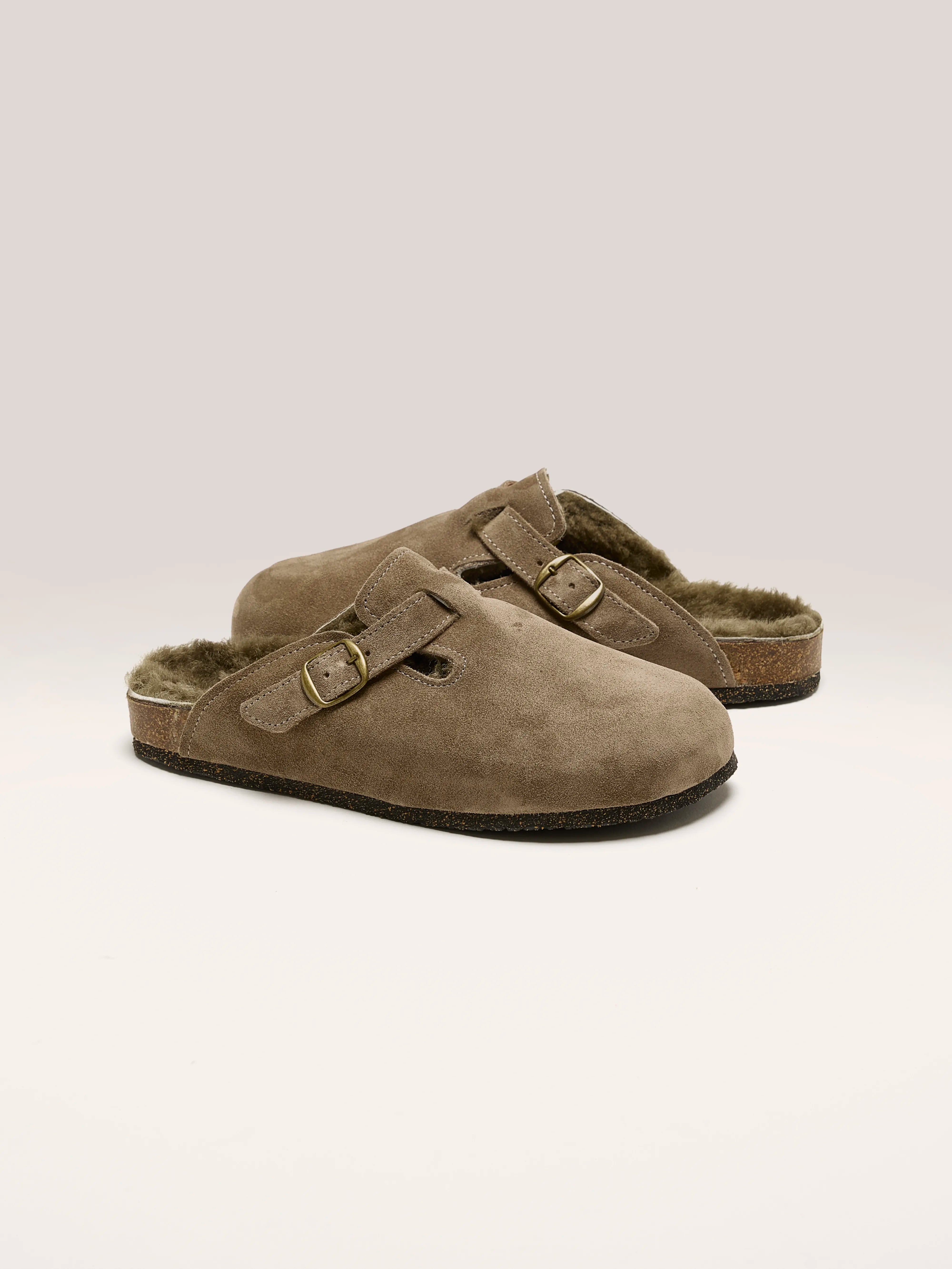 Sabots En Velours Taupe Pour Femme | Bellerose